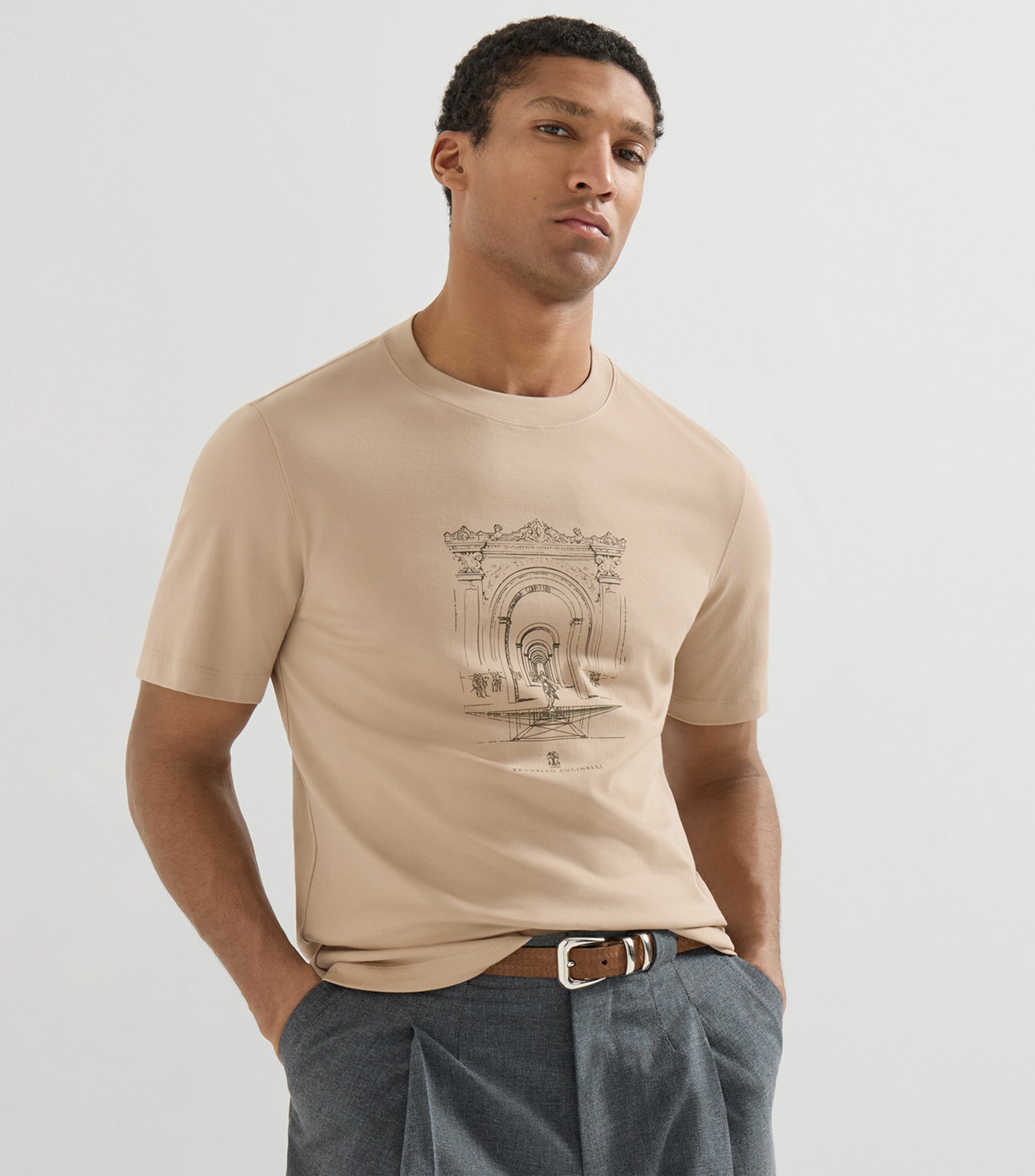Brunello Cucinelli Mens Cotton Printed T-Shirt Image 2