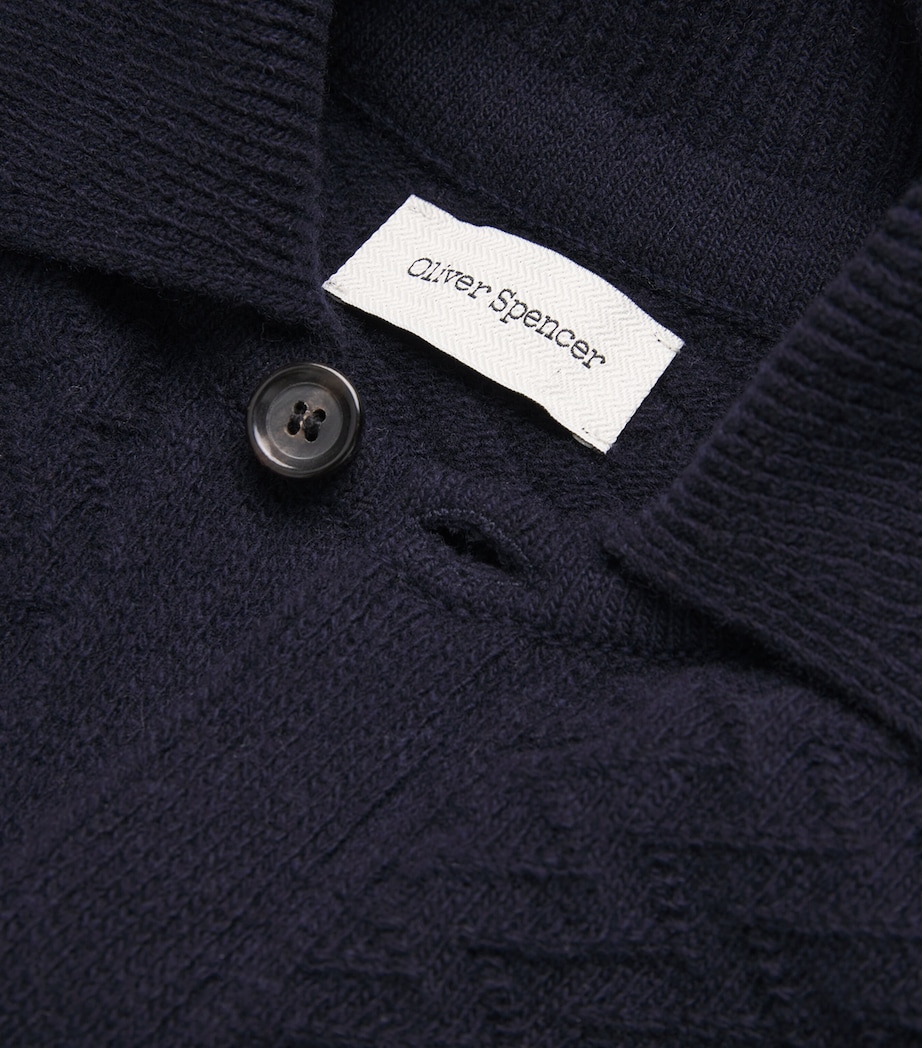 Wool Zigzag-Knit Cardigan NAVY Image 5
