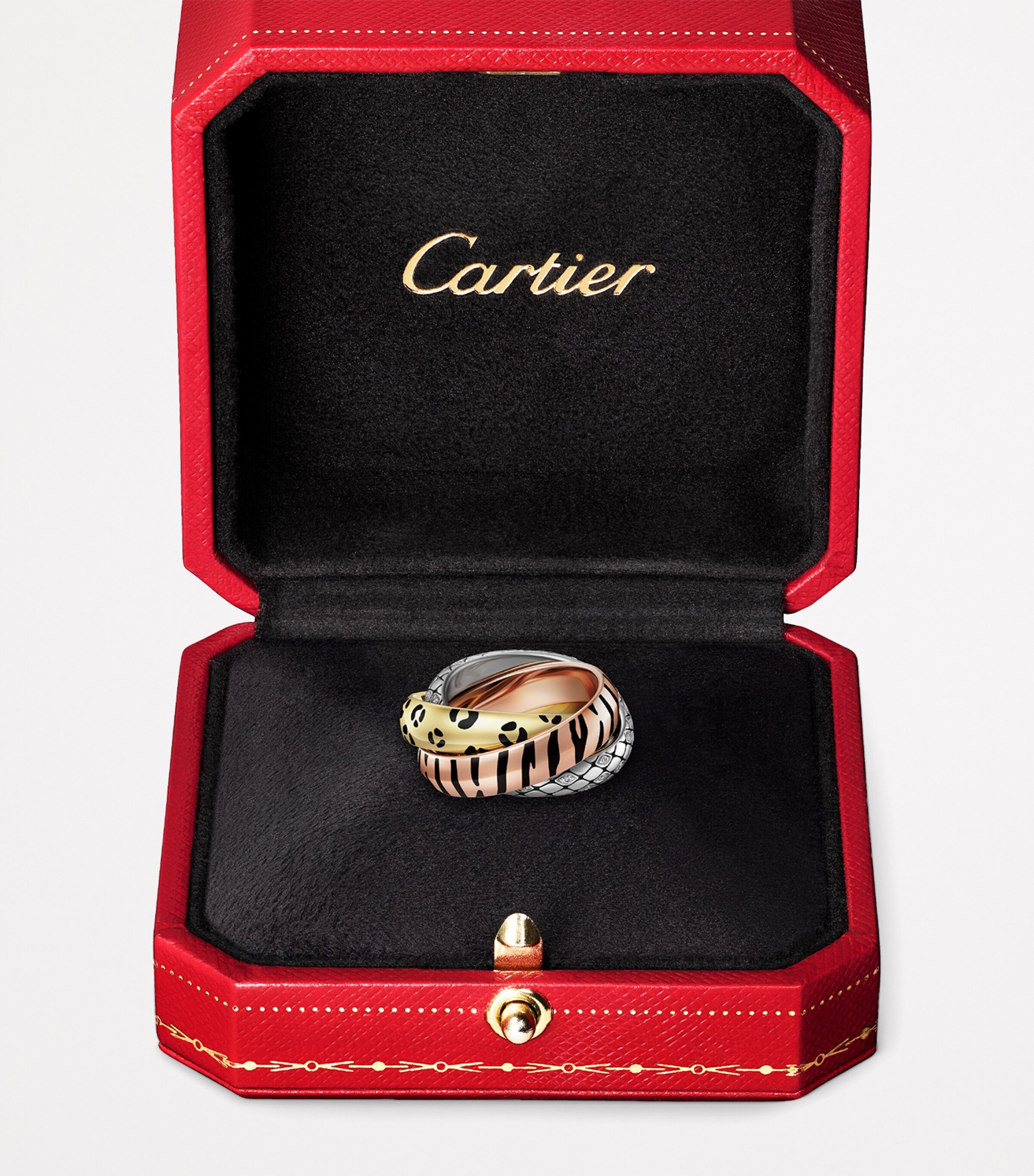 Lacquered Gold and Semi-Pavéd Diamond Trinity Ring MULTI Image 5