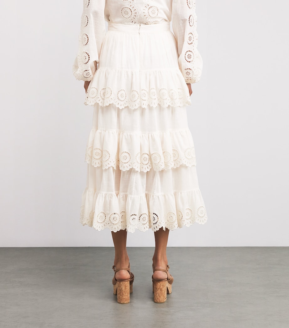 Broderie Anglaise Lucky Midi Skirt IVO/IVORY Image 4
