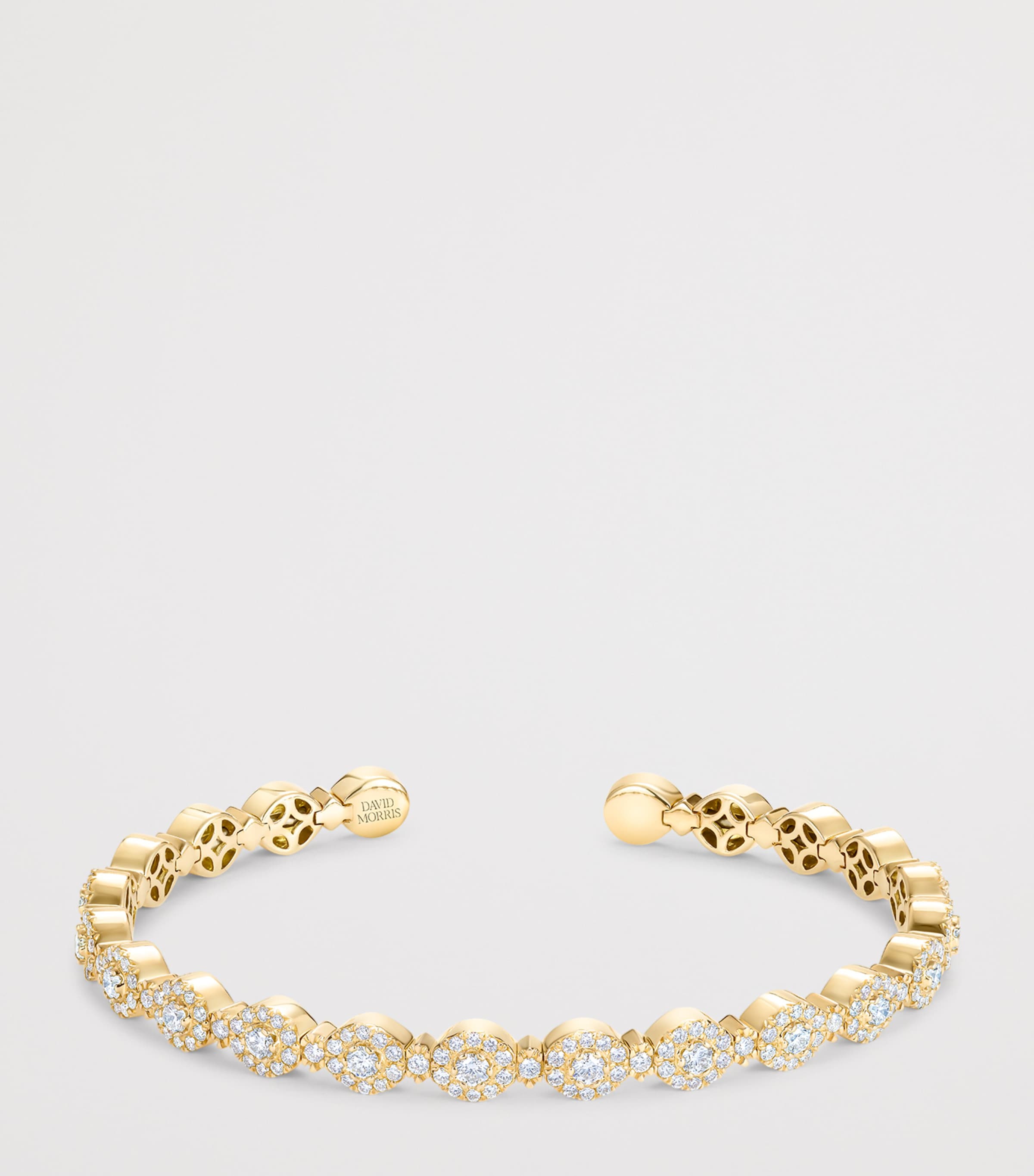 David Morris Yellow Gold and Diamond Triolette Oval Bangle Clear Image 3