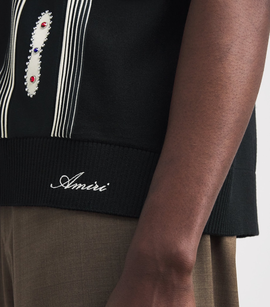 Wool-Blend Stud Stripe Shirt BLACK Image 5