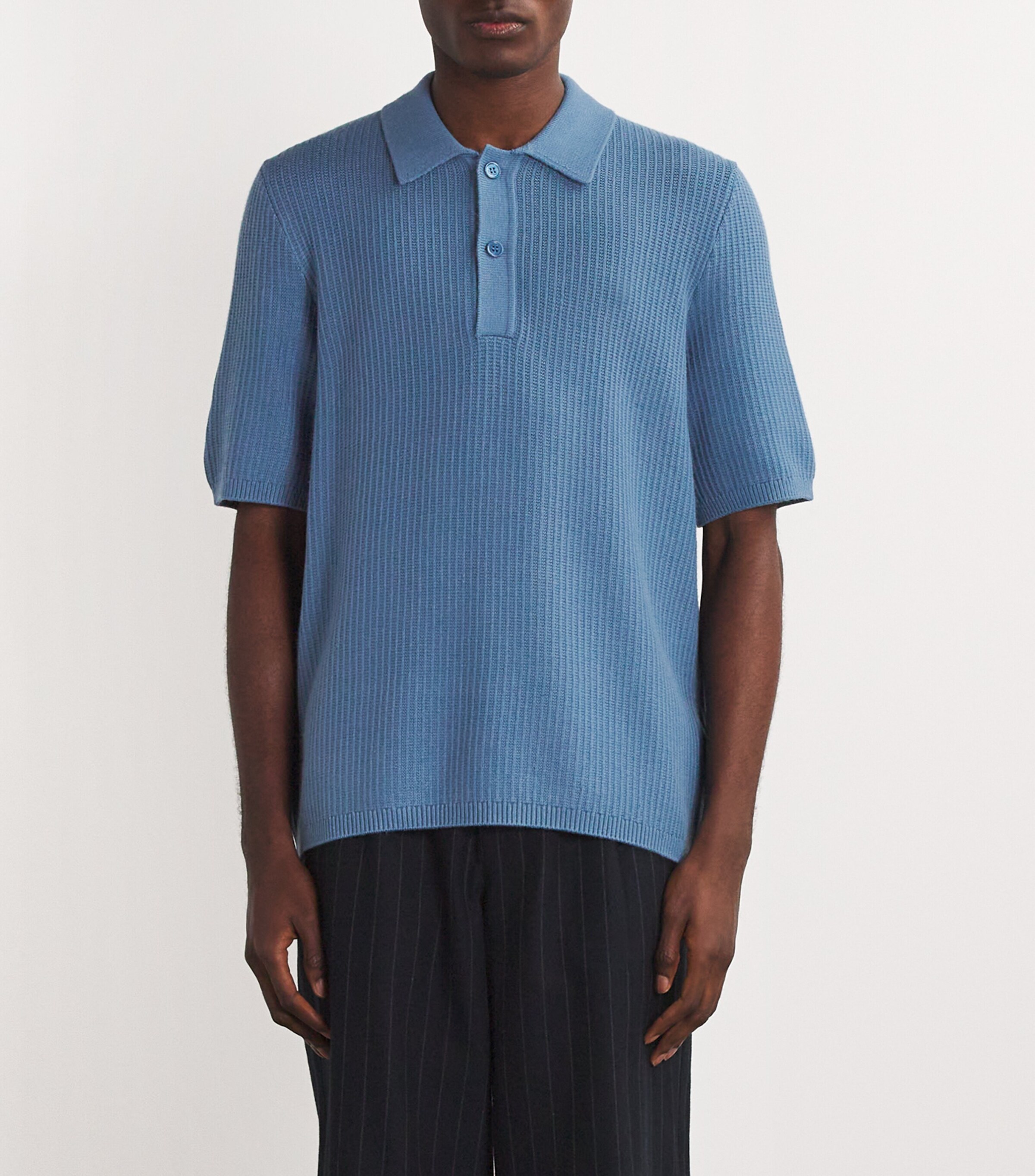 Samsøe Samsøe Mens Sadem Knitted Polo Shirt Coronet Blue Image 3