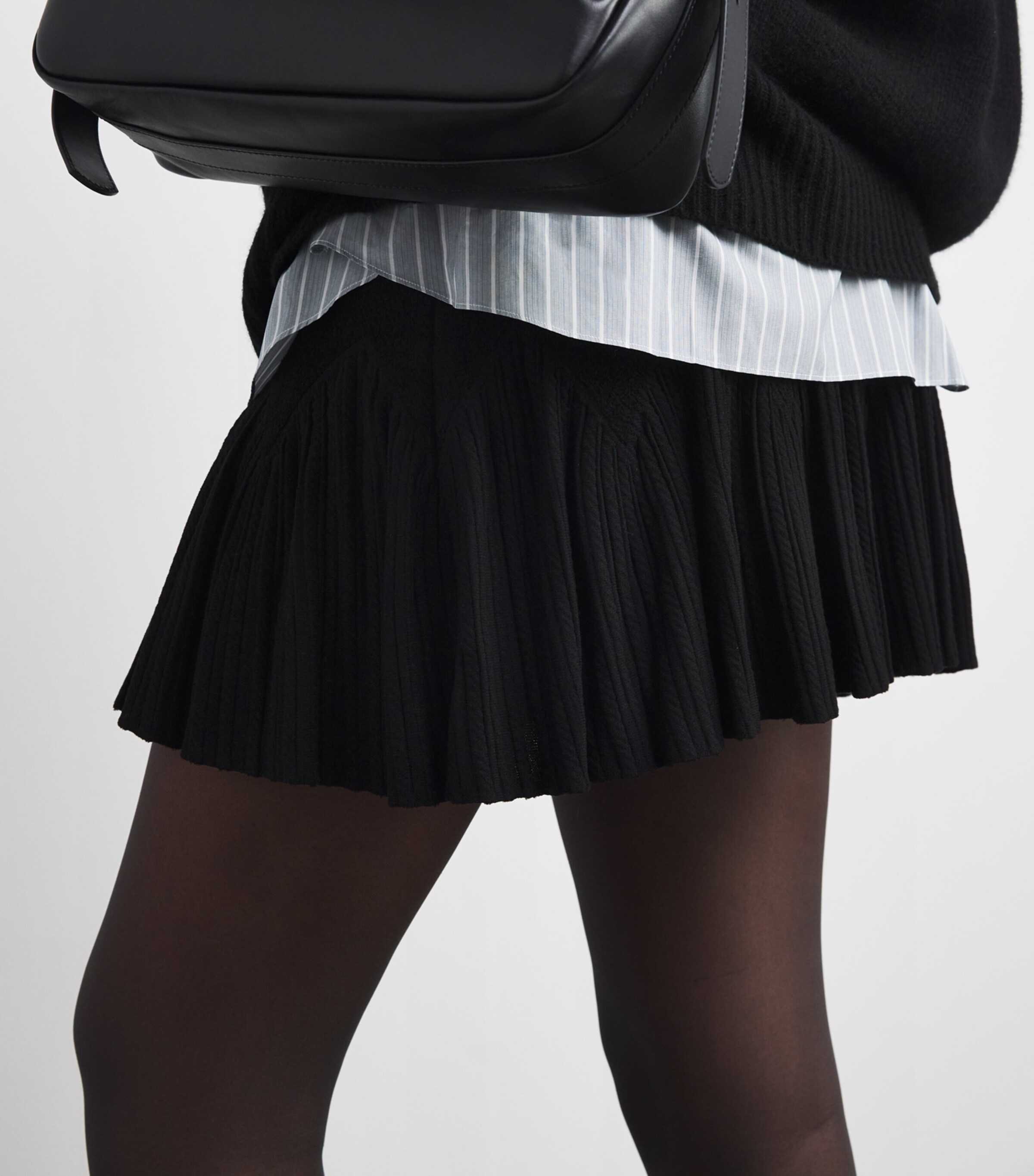 Velvet Ruffled Mini Skirt BLACK Image 6