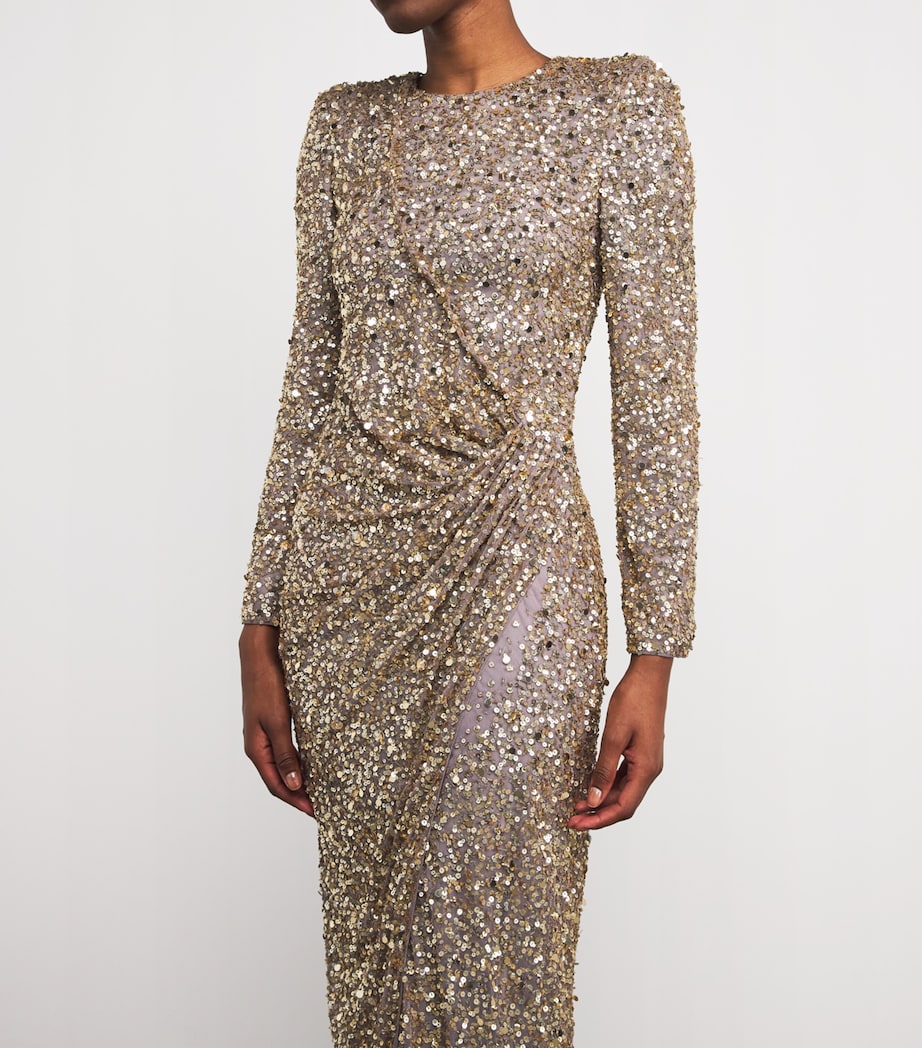 Sequinned Marie Maxi Dress 2119 GRANTE GLD BDNG Image 4