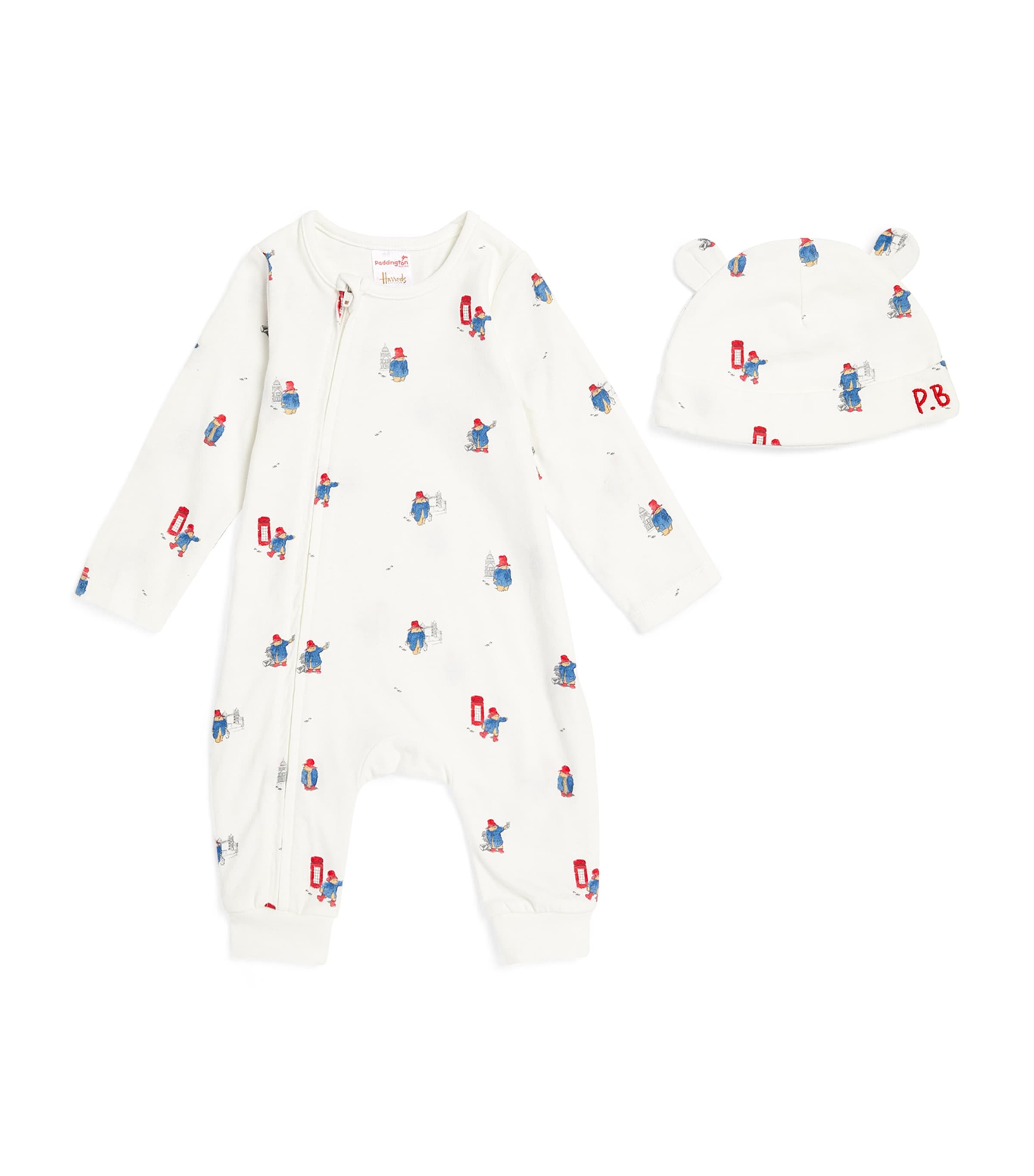 Harrods Paddington All-in-one And Hat Set In White