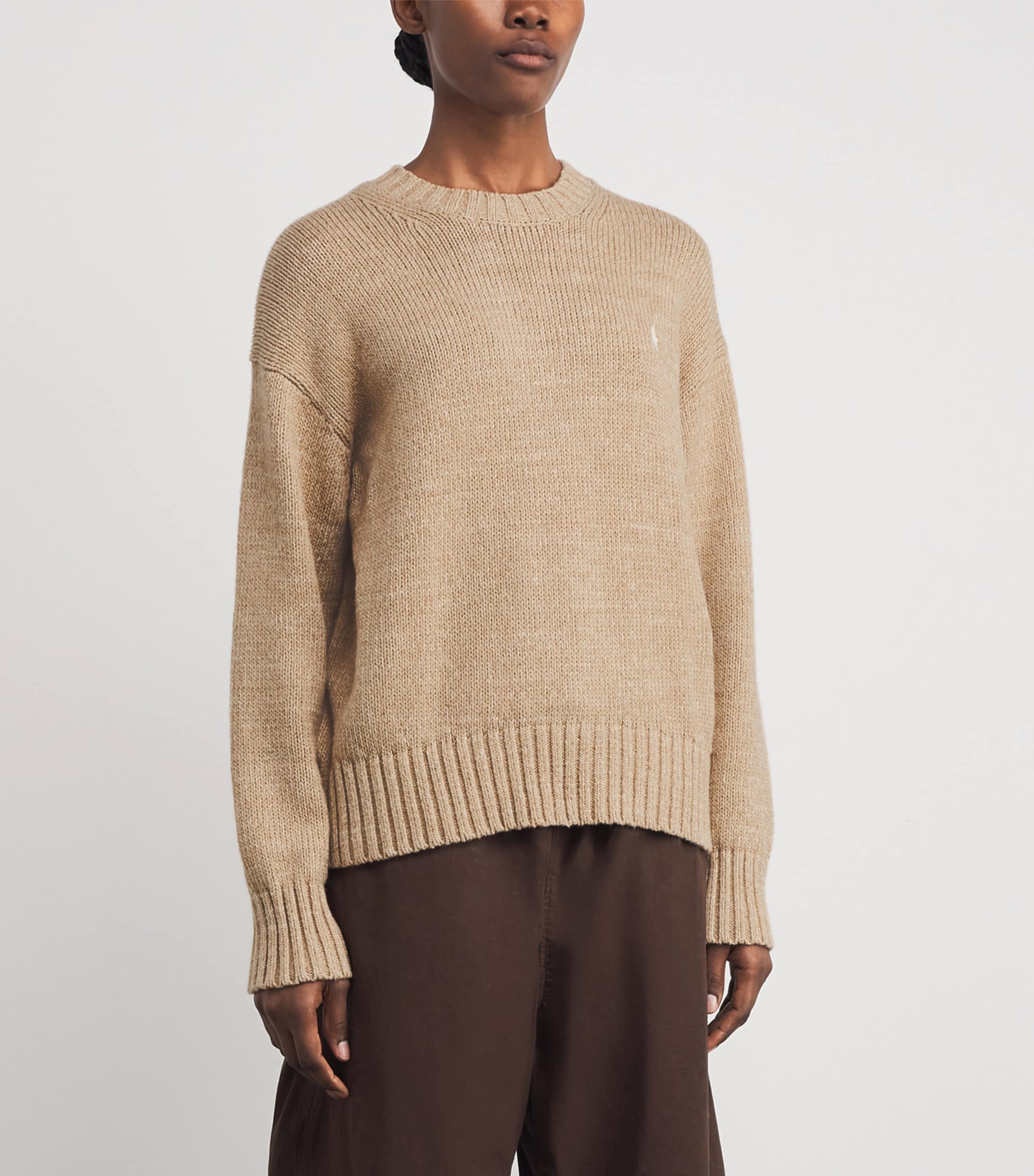 Cotton Logo Sweater TAN HEATHER Image 3
