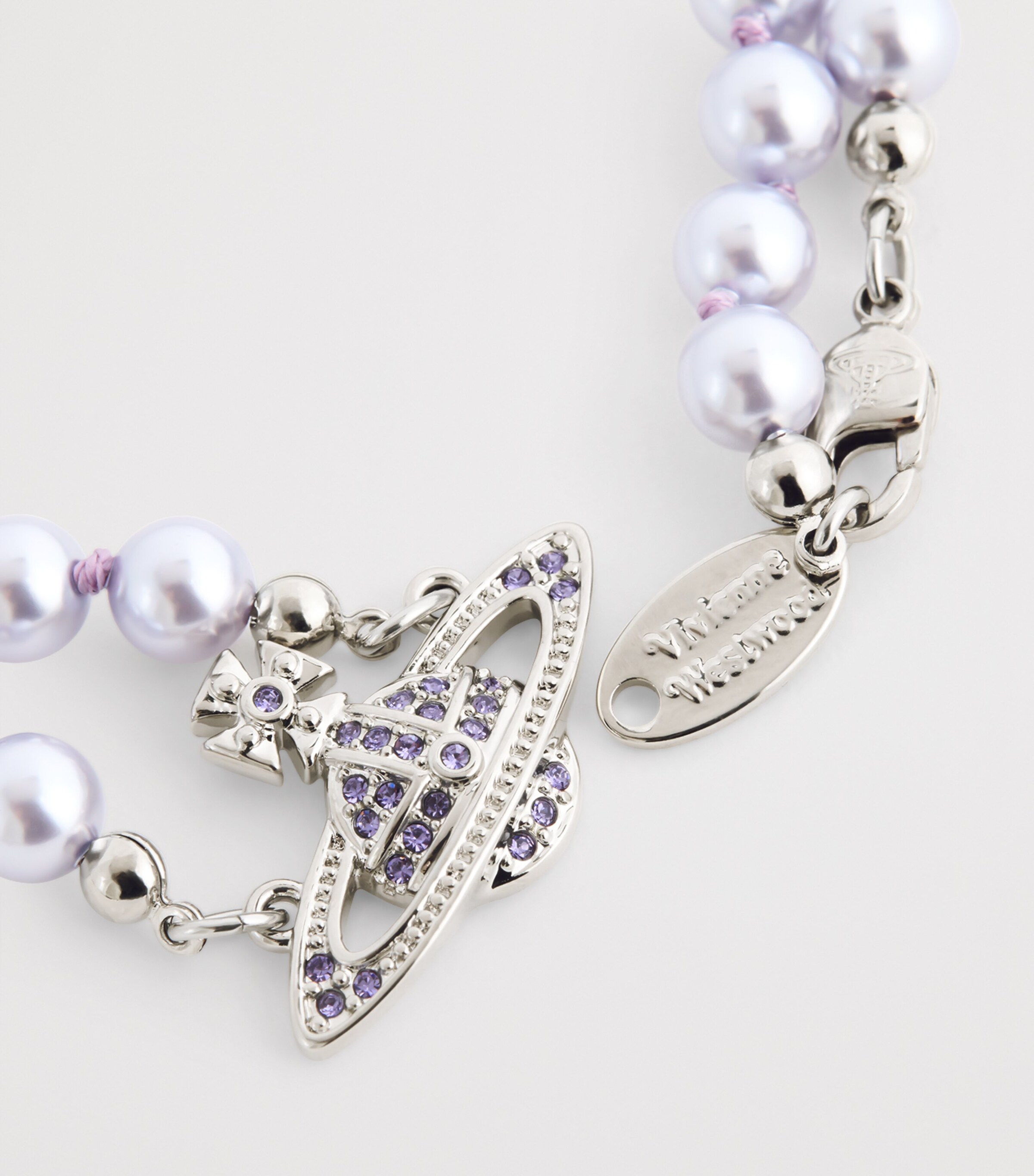 Vivienne Westwood Mens Faux Pearl Mini Bas Relief Necklace Platinum Image 5