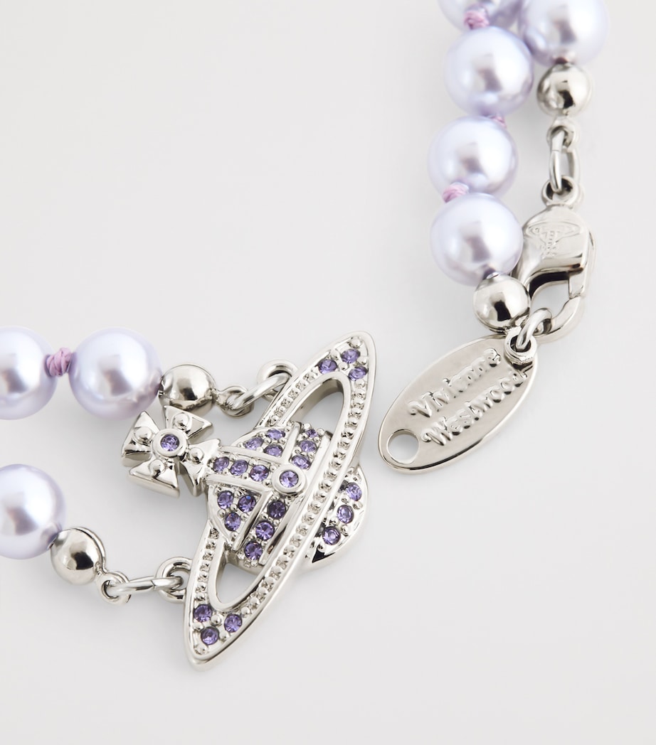 Faux Pearl Mini Bas Relief Necklace P658 PLATINUM Image 5