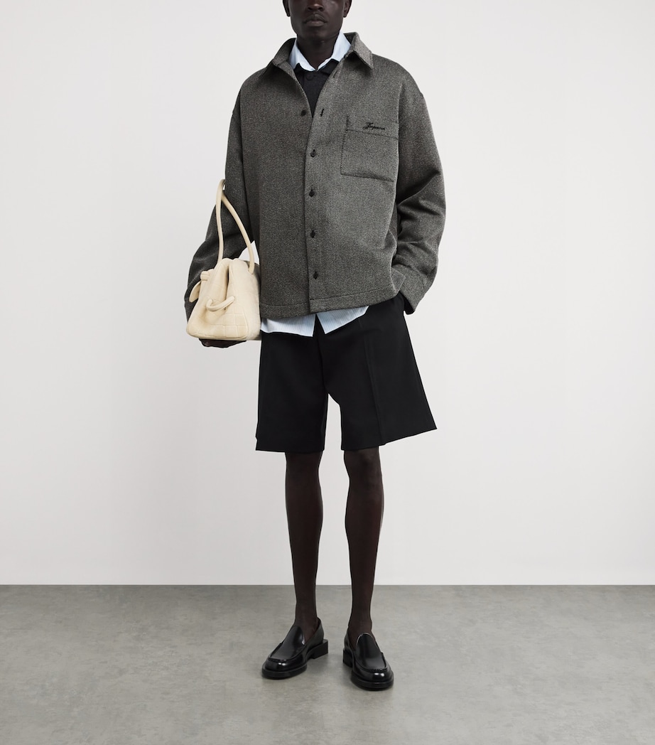 Jacquemus Mens Wool-Cotton Twill Shirt Jacket Grey Image 2