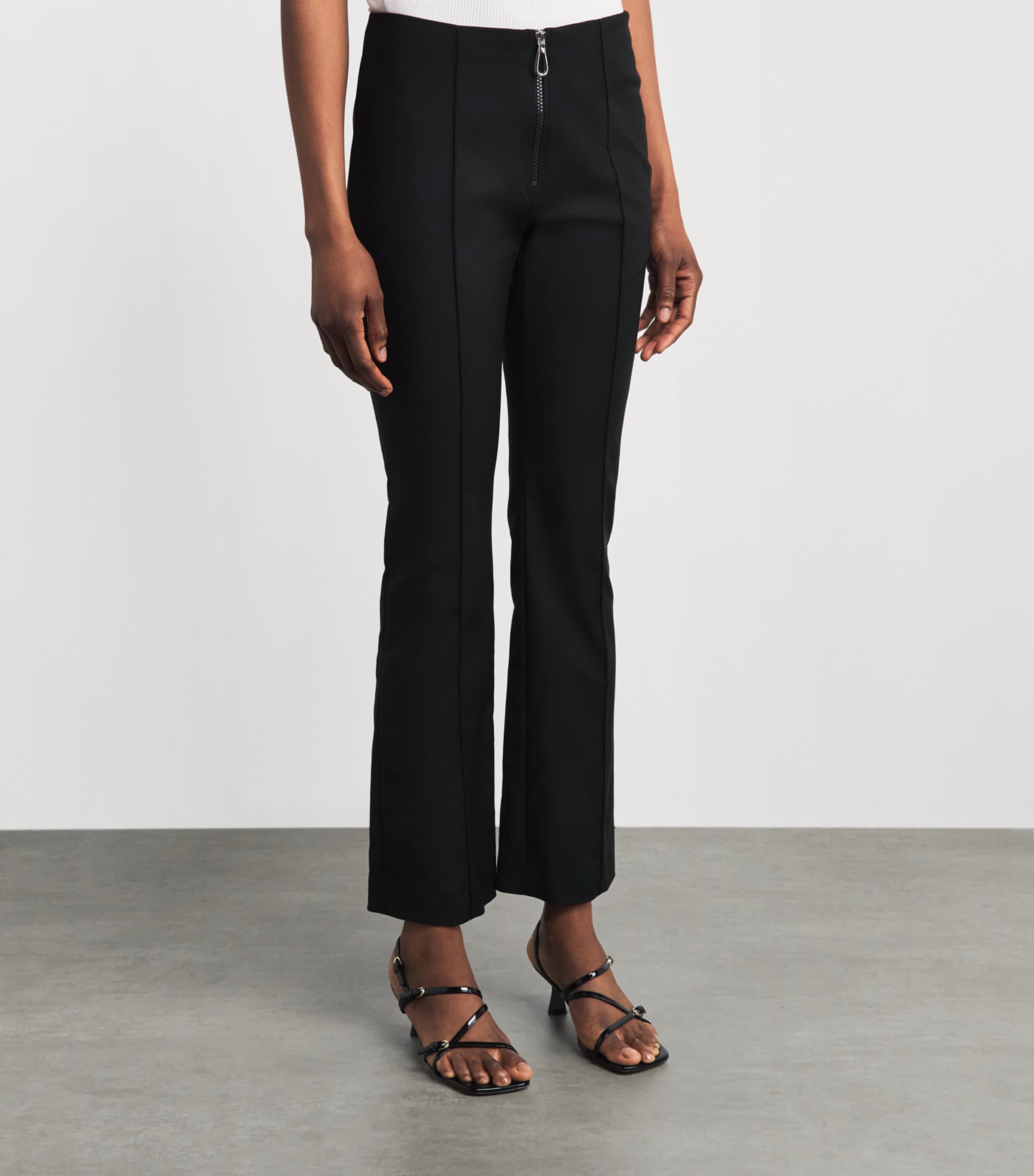 Sandro Paris Womens Zip-Up Flared Trousers Black Image 4