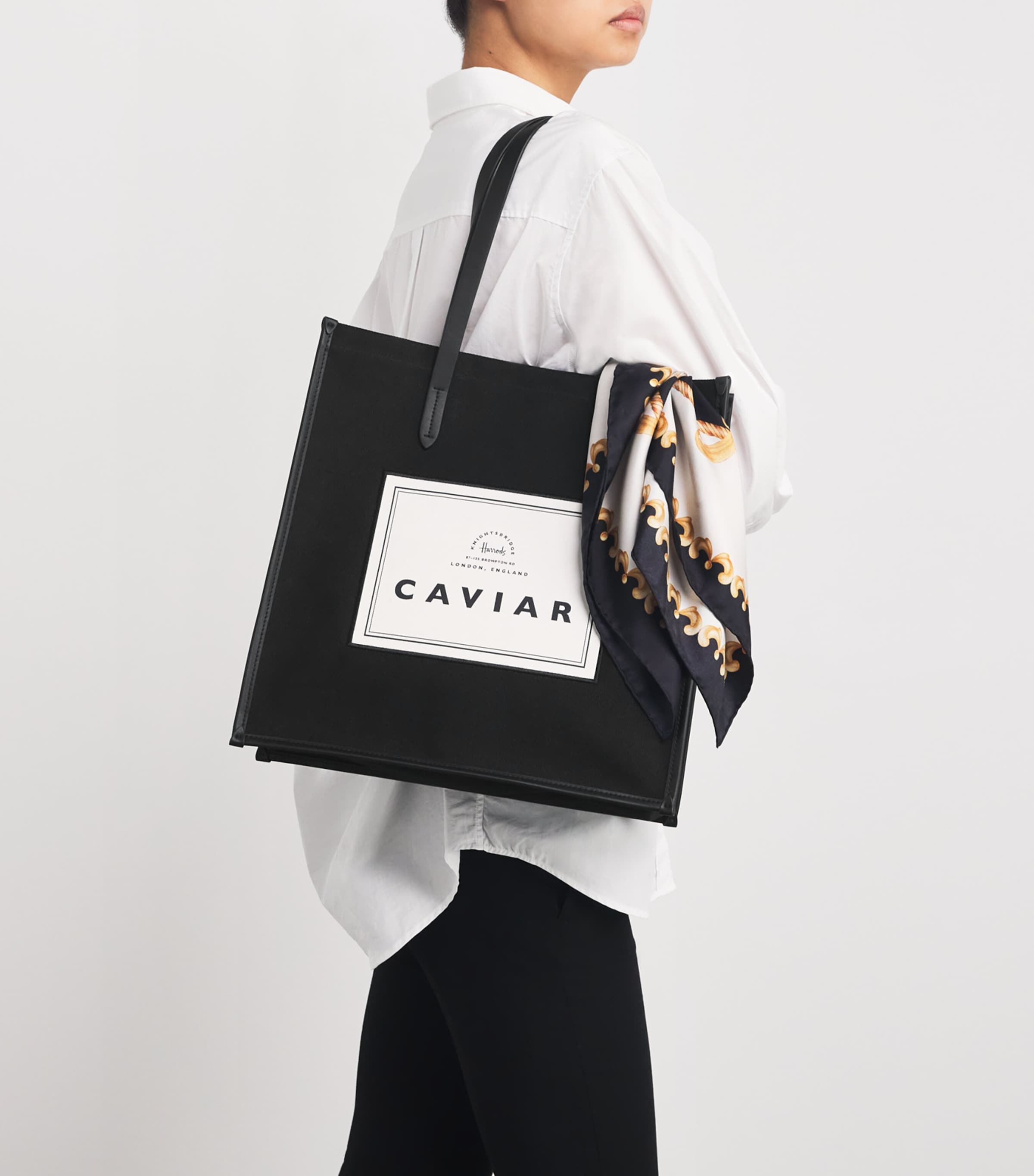 【Harrods】UK発 Caviar キャビア ロゴ コットン トート バッグ Harrods Cotton Caviar Condiments Shopper Bag | Harrods US