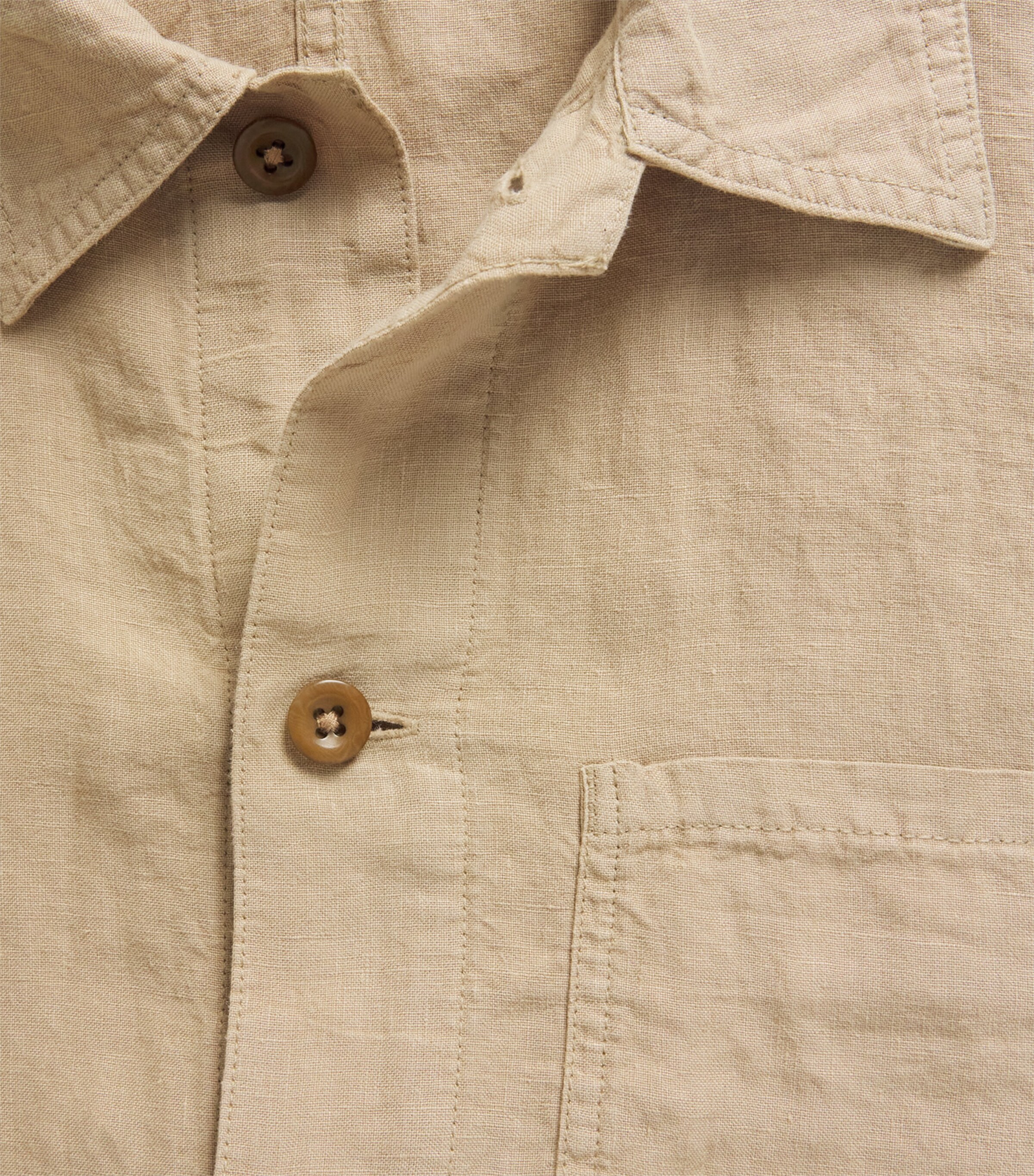 Polo Ralph Lauren Mens Linen Chore Overshirt Coastal Beige Image 6