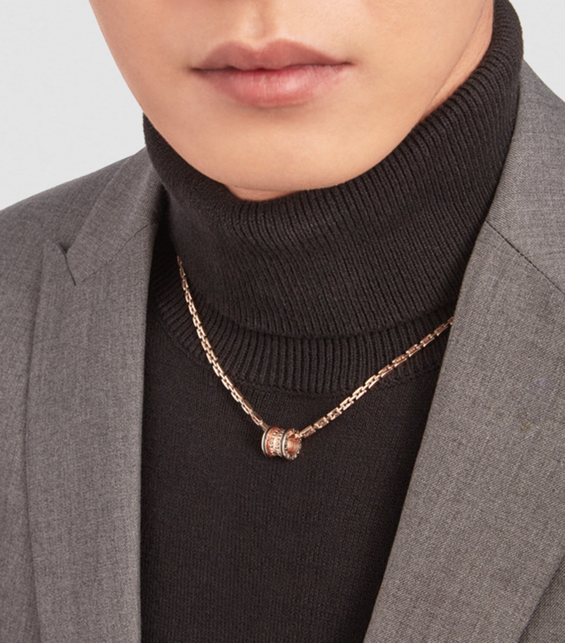 Rose Gold and Ceramic B.zero1 Pendant Necklace PINK GOLD Image 8