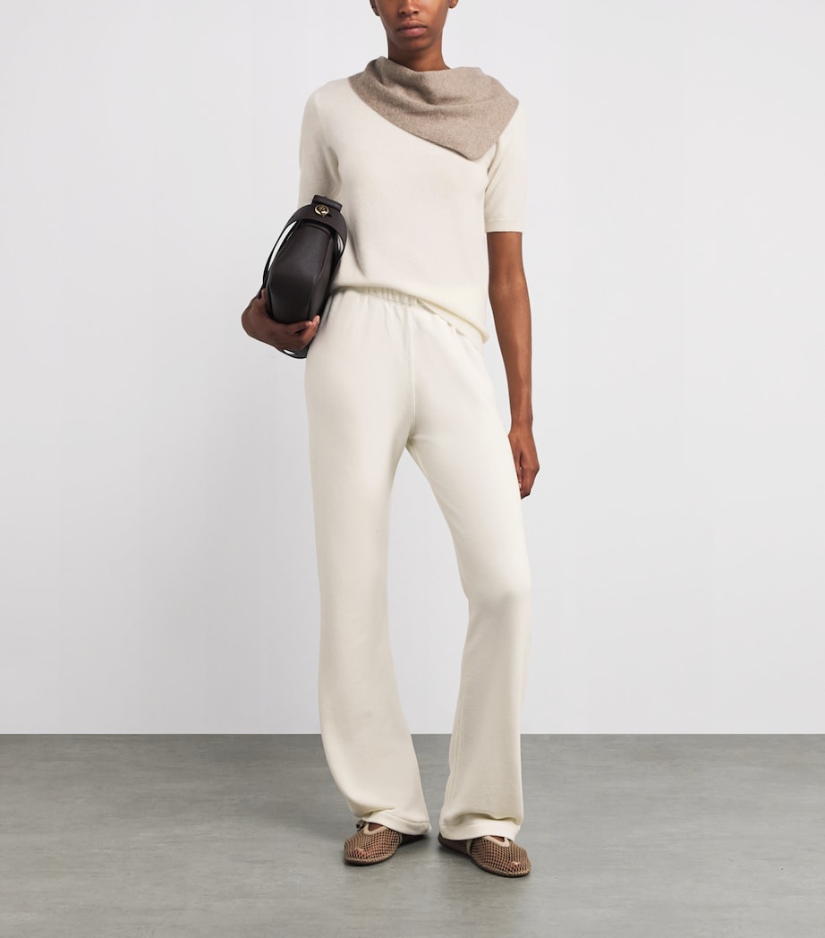 Cashmere Short-Sleeve Sweater FEATHER WHITE Image 2