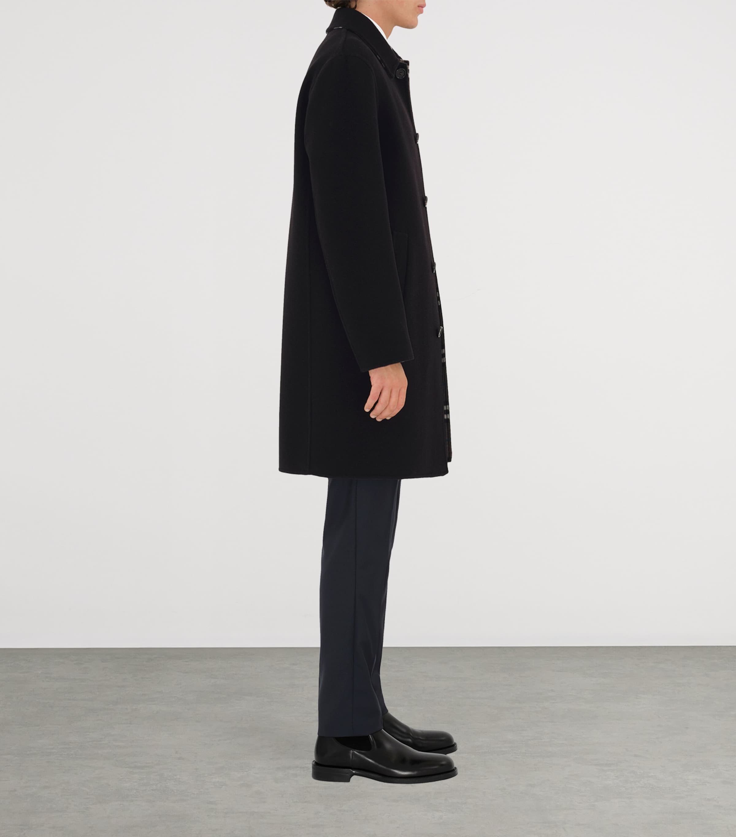 Wool Mid-Length Car Coat BLACK/SNUG IP CHECK Image 3