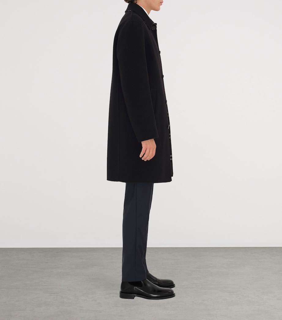 Wool Mid-Length Car Coat BLACK/SNUG IP CHECK Image 3