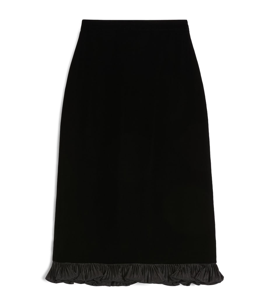 Velvet Ruffled Pencil Skirt 0NO Image 1