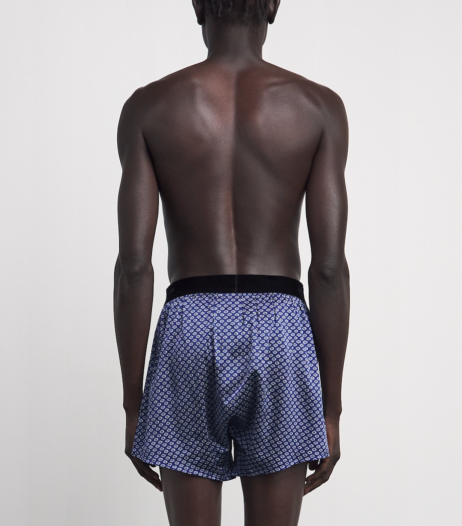 TOM FORD Mens Stretch-Silk Printed Boxer Shorts Blue/white Image 3