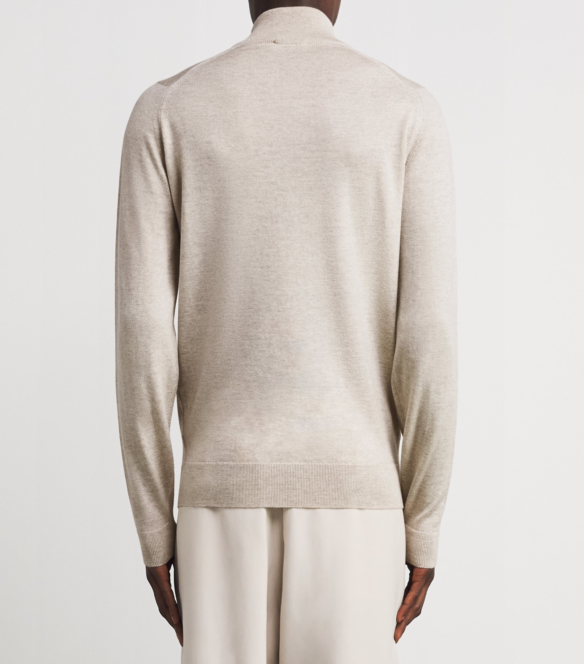 John Smedley Mens Extra Fine Merino Wool Half-Zip Tapton Sweater Grey Fleece Image 4