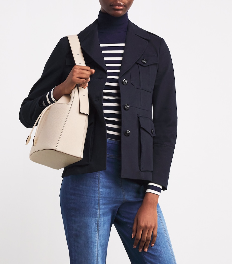 Leather Drawstring Bucket Bag BUTTERMILK Image 2