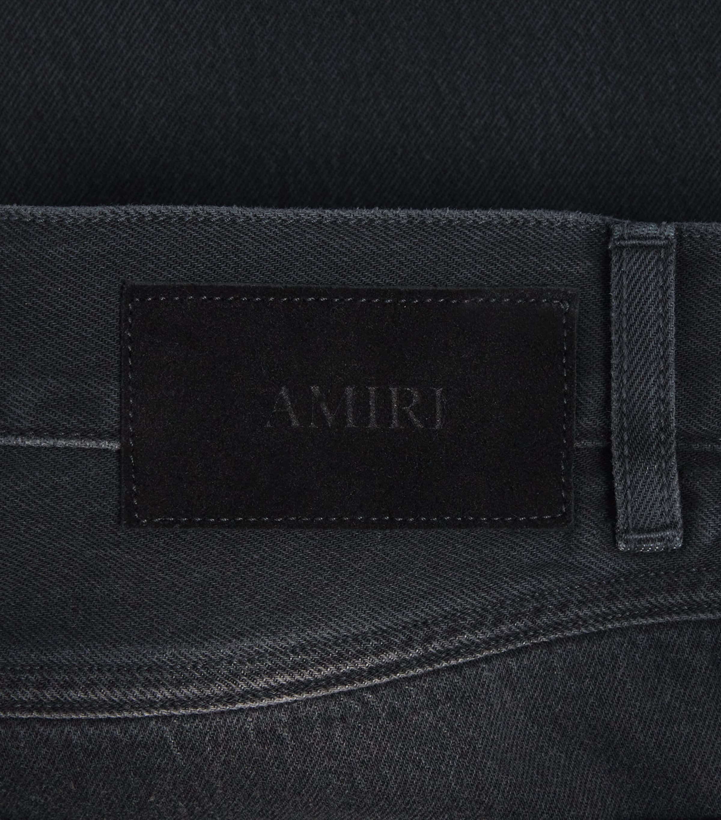 AMIRI Mens Flannel Repair Wide-Leg Jeans Steel Black Image 6