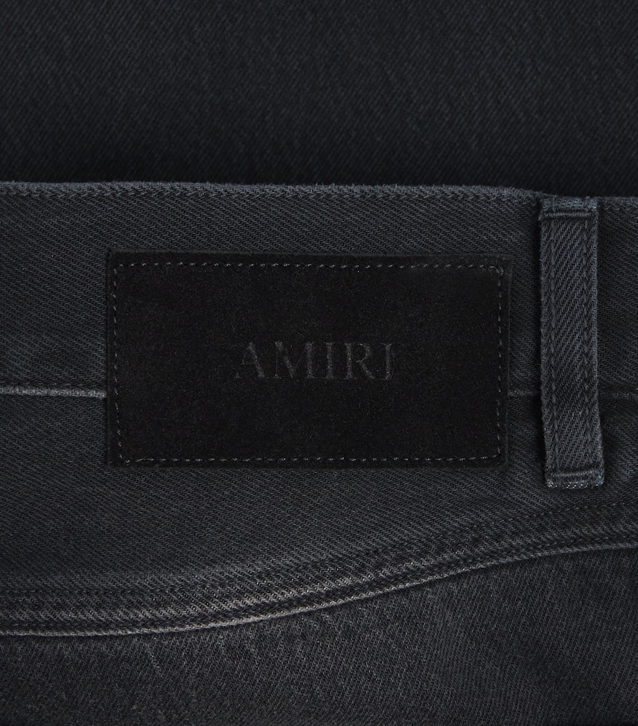 AMIRI Mens Flannel Repair Wide-Leg Jeans Steel Black Image 6