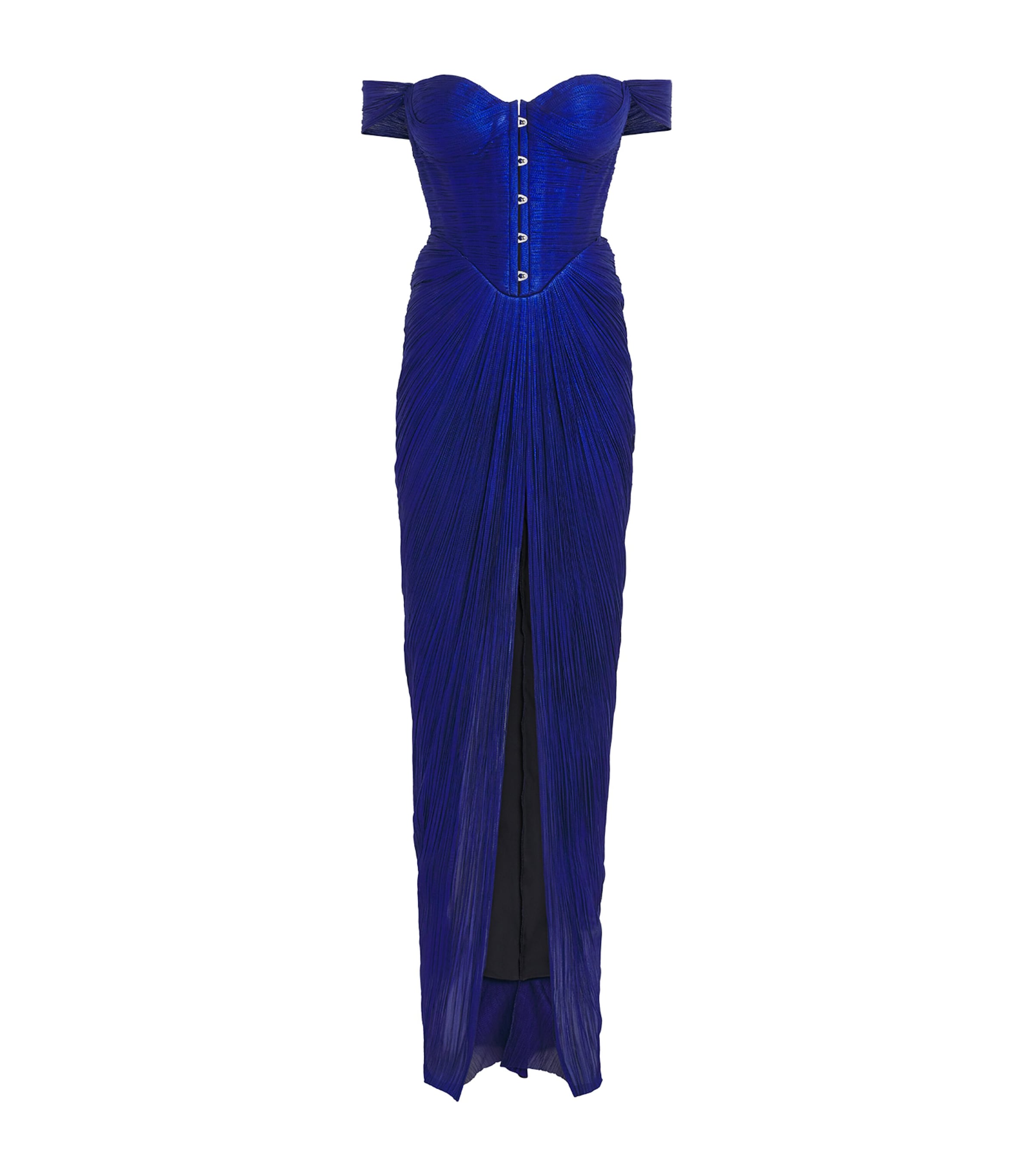 Maria Lucia Hohan Silk Plissé Susie Maxi Dress In Blue