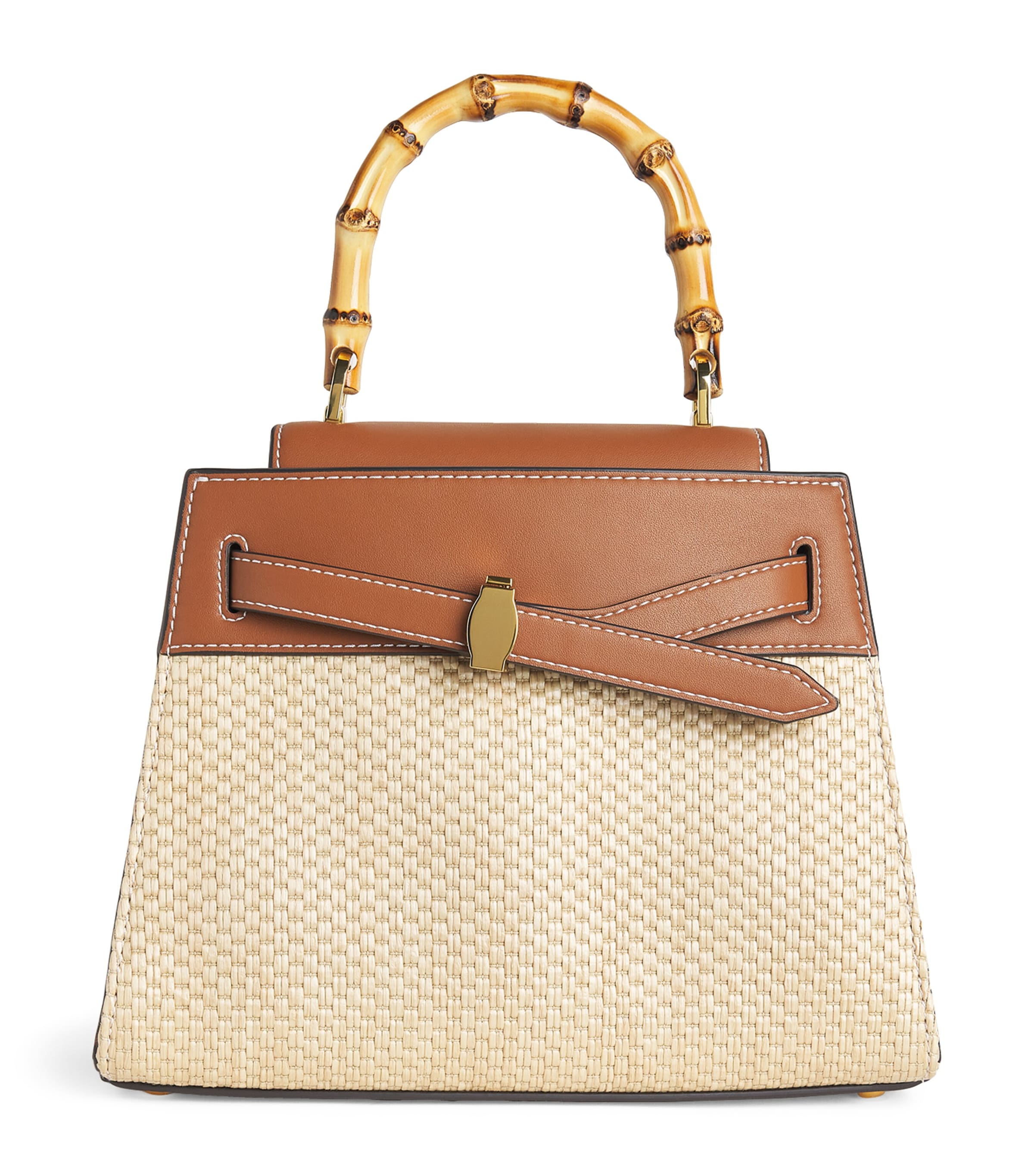 Raffia-Leather Dash Top-Handle Bag N1050 HAZELWOOD/NAT Image 1