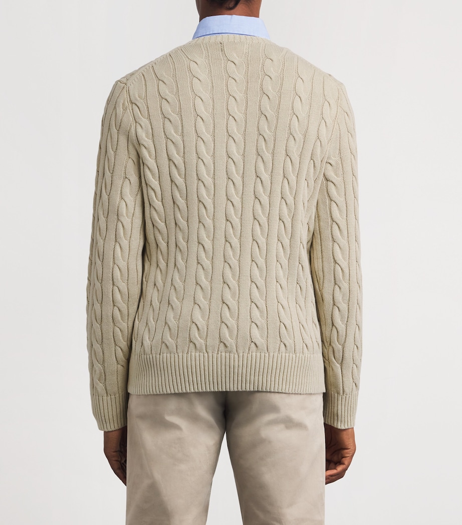 Polo Ralph Lauren Mens Cotton Cable-Knit Sweater Beige Image 4