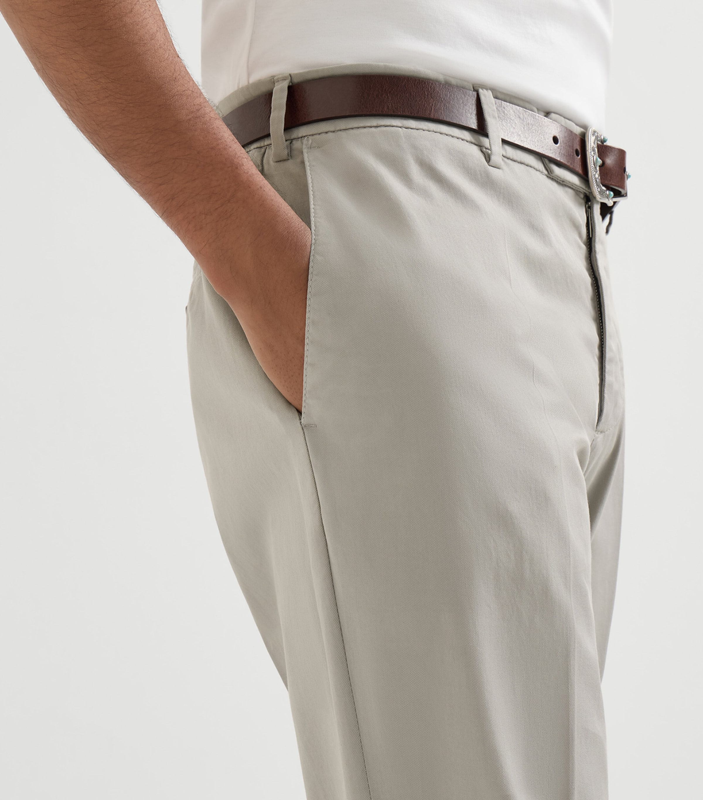 Brunello Cucinelli Mens Stretch-Cotton Gabardine Trousers Image 6
