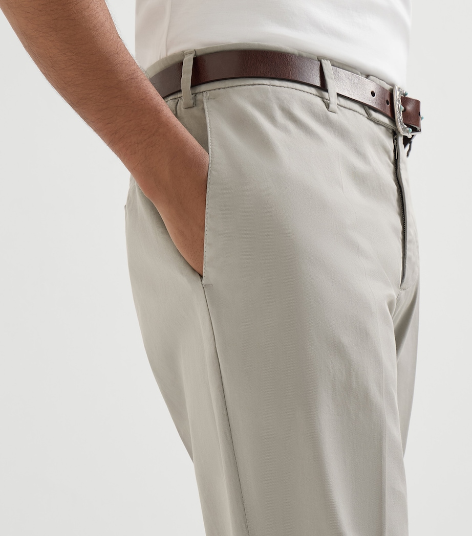 Brunello Cucinelli Mens Stretch-Cotton Gabardine Trousers Image 6