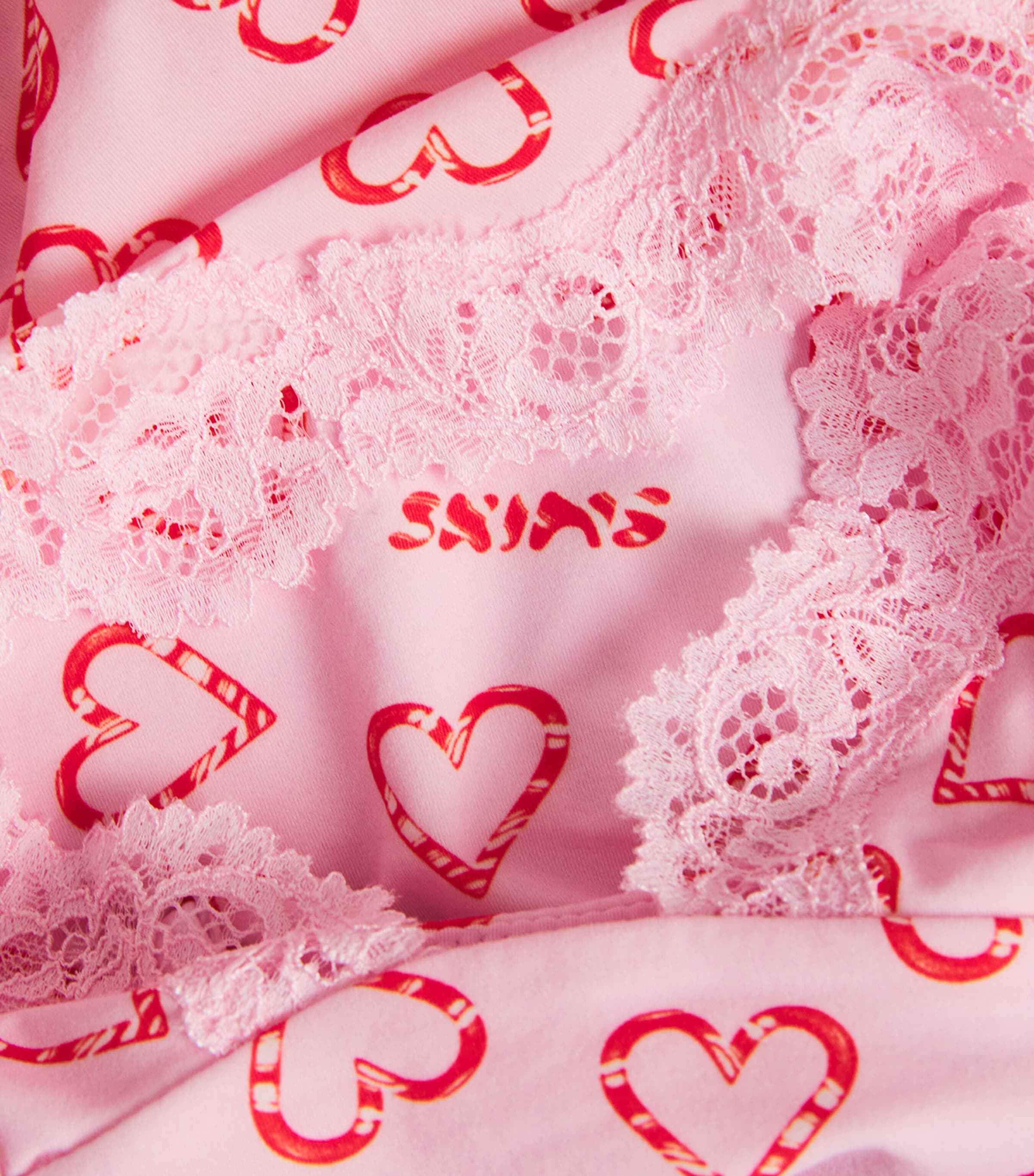 Printed Fits Everybody Lace-Trim Cami and Shorts Set CB CANDY HEART PRINT Image 4