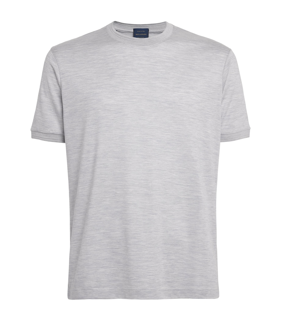 Paul & Shark Mens Cotton-Silk Stripe T-Shirt Light Grey Image 1