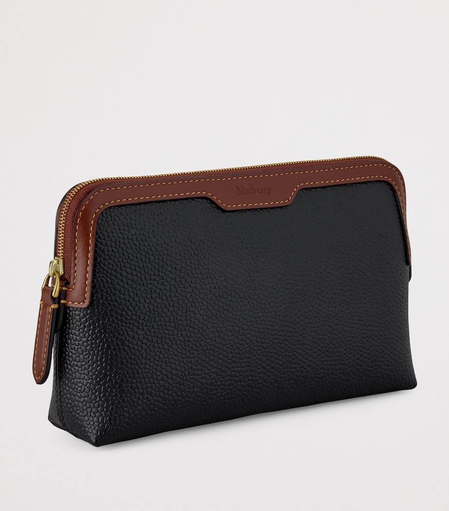 Mulberry Small Scotchgrain Cosmetic Pouch Black Cognac Image 3