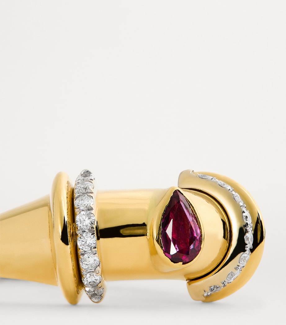 L'ATELIER NAWBAR Yellow Gold, Diamond and Ruby Sailor Moon Ring Yellow Gold Image 5