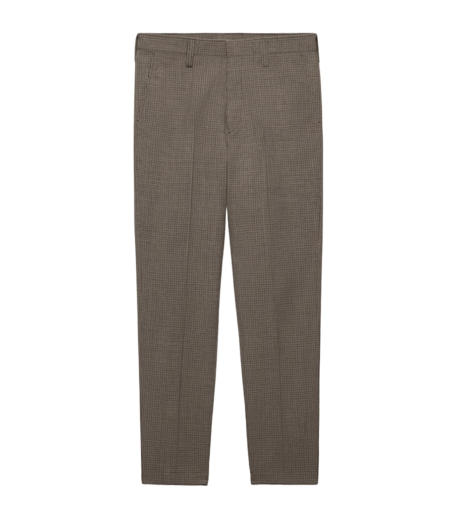 Prada Mens Wool Houndstooth Slim-Fit Trousers Green Image 1