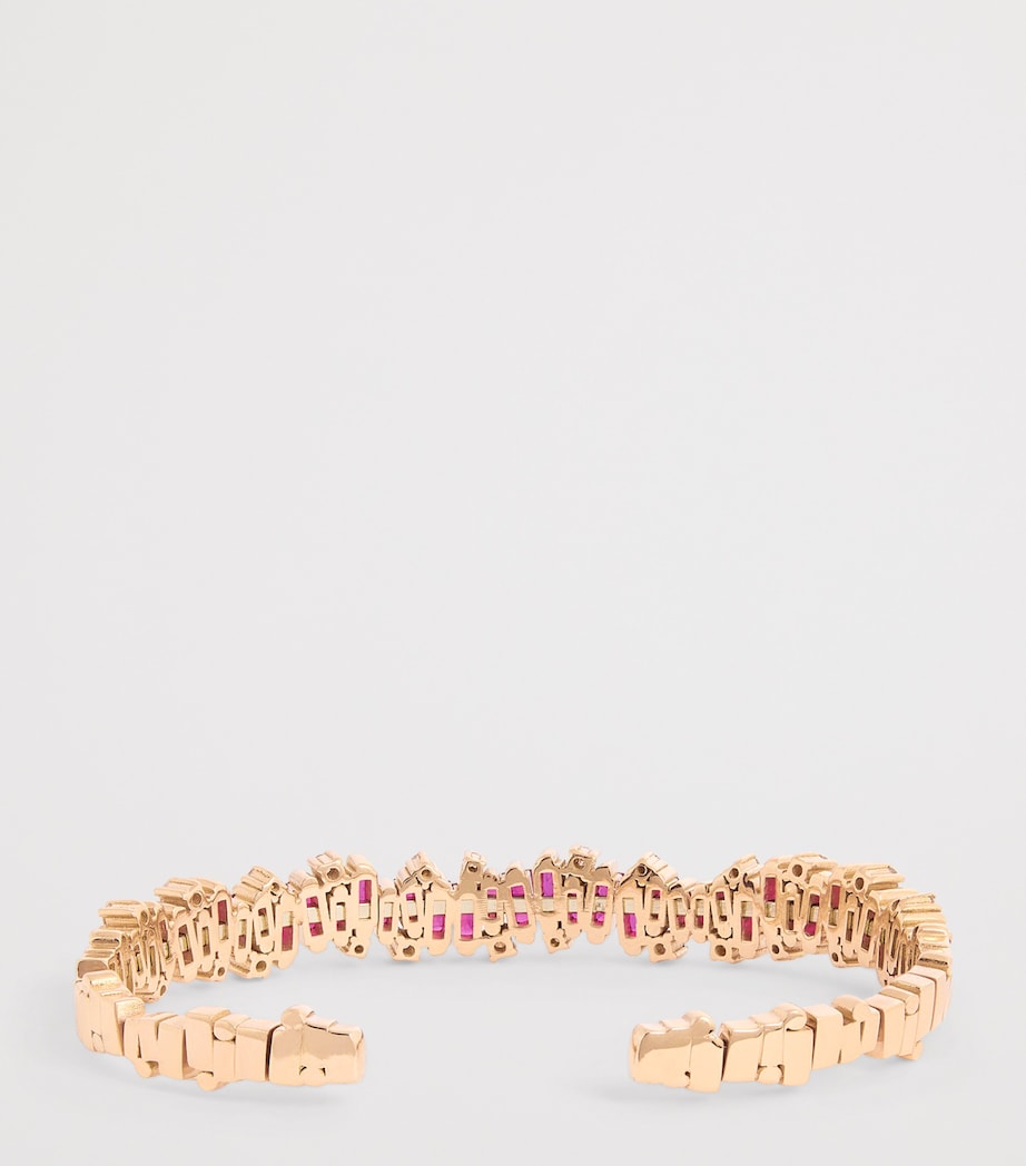 Small Rose Gold, Ruby and Diamond Shimmer Audrey Bangle 18K RG/R Image 3