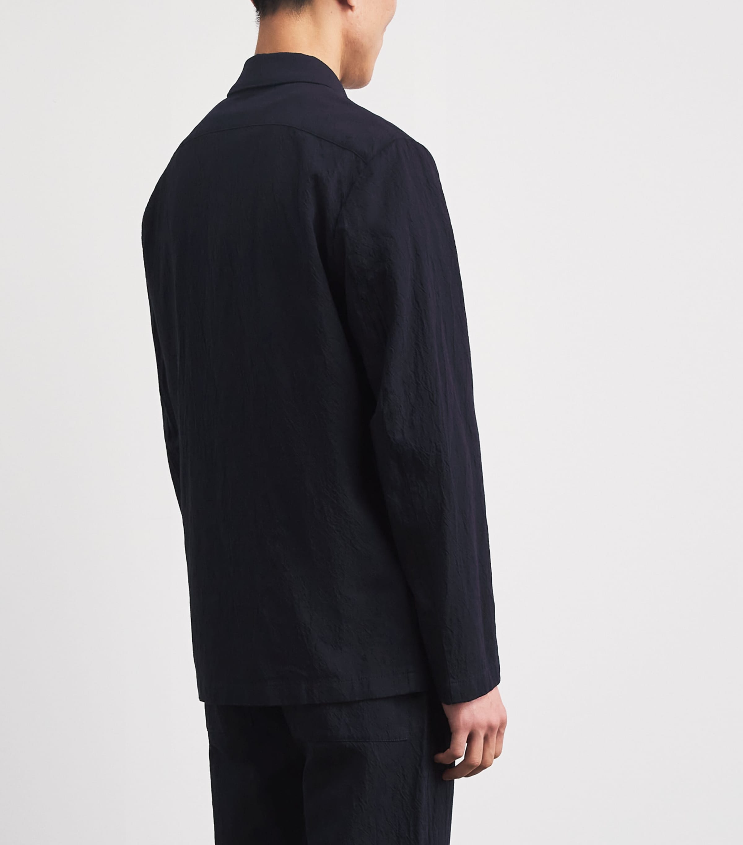 Barena Mens Cotton-Blend Crinkle Overshirt Navy Image 5