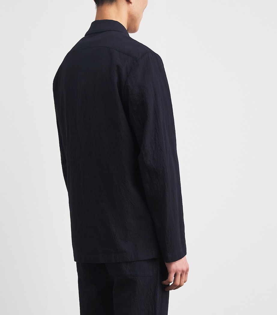 Barena Mens Cotton-Blend Crinkle Overshirt Navy Image 5