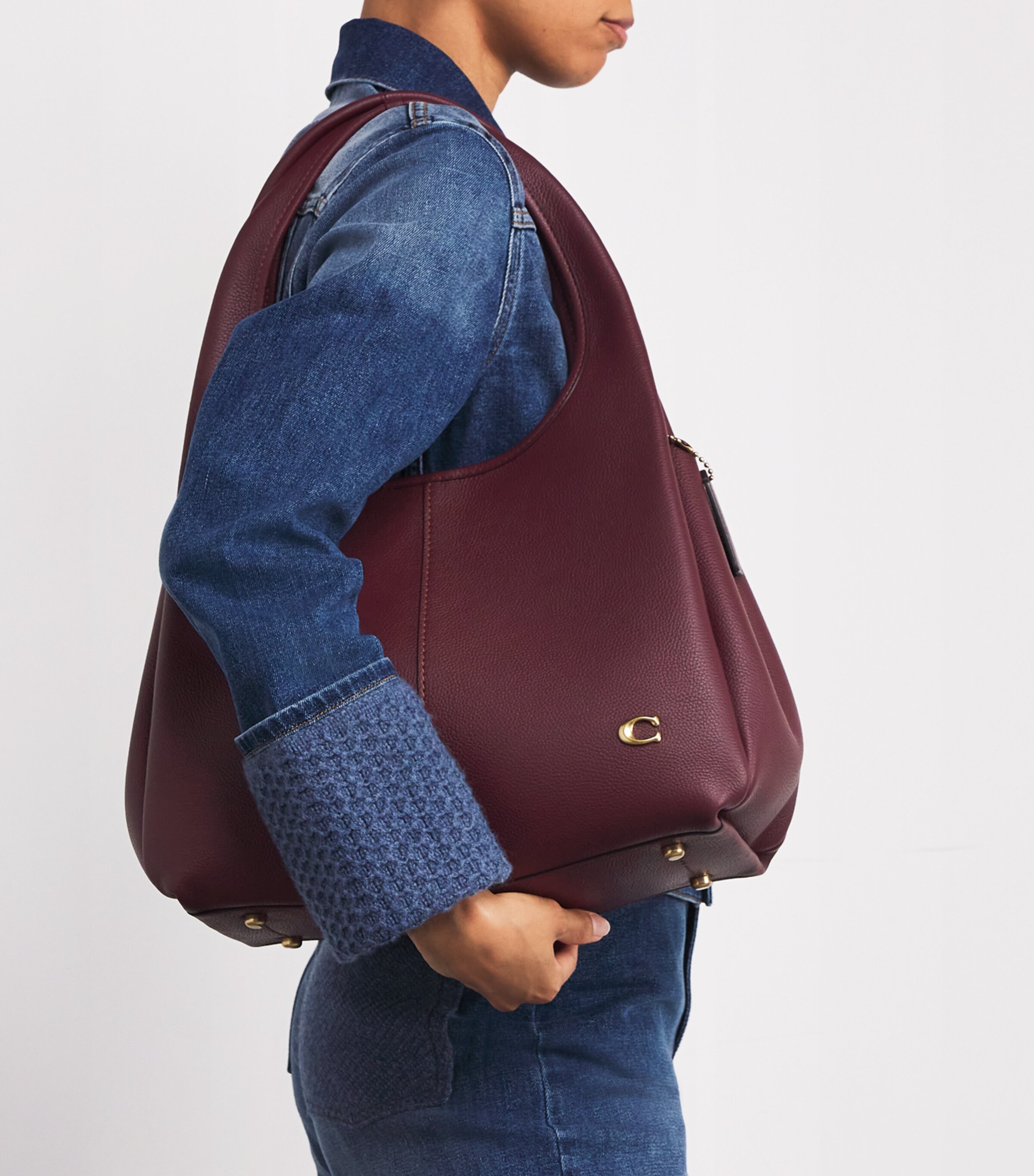 Coach Burgundy Pebbled Leather Lana Shoulder Bag | Harrods US