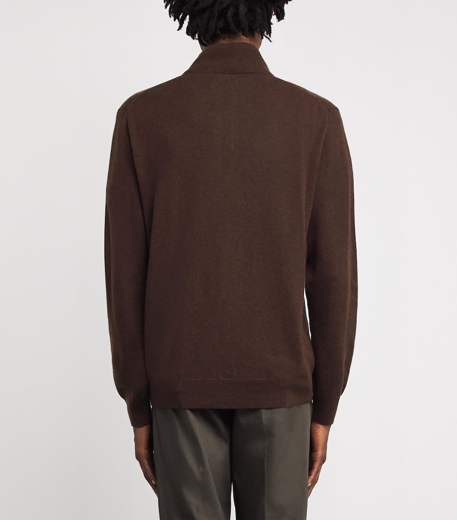 Merino Wool Lorelle Quarter-Zip Sweater BROWN Image 4