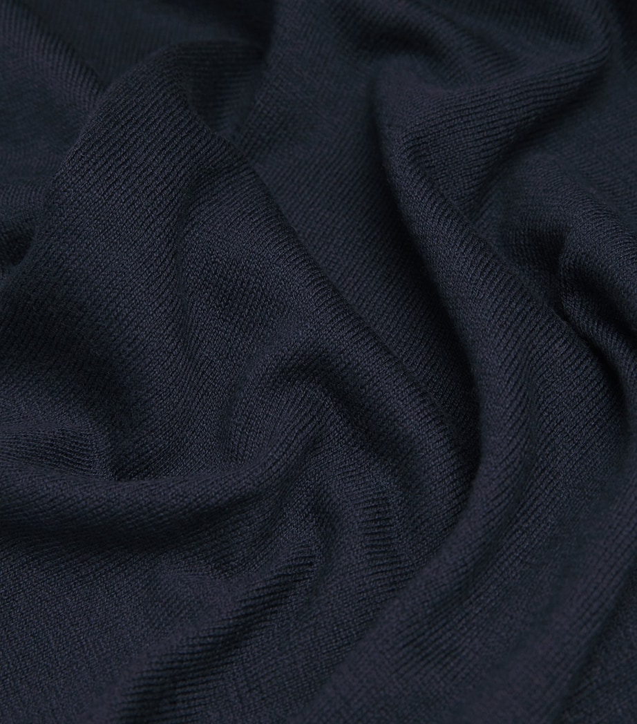 Silk-Cotton Open Polo Shirt NAVY Image 5