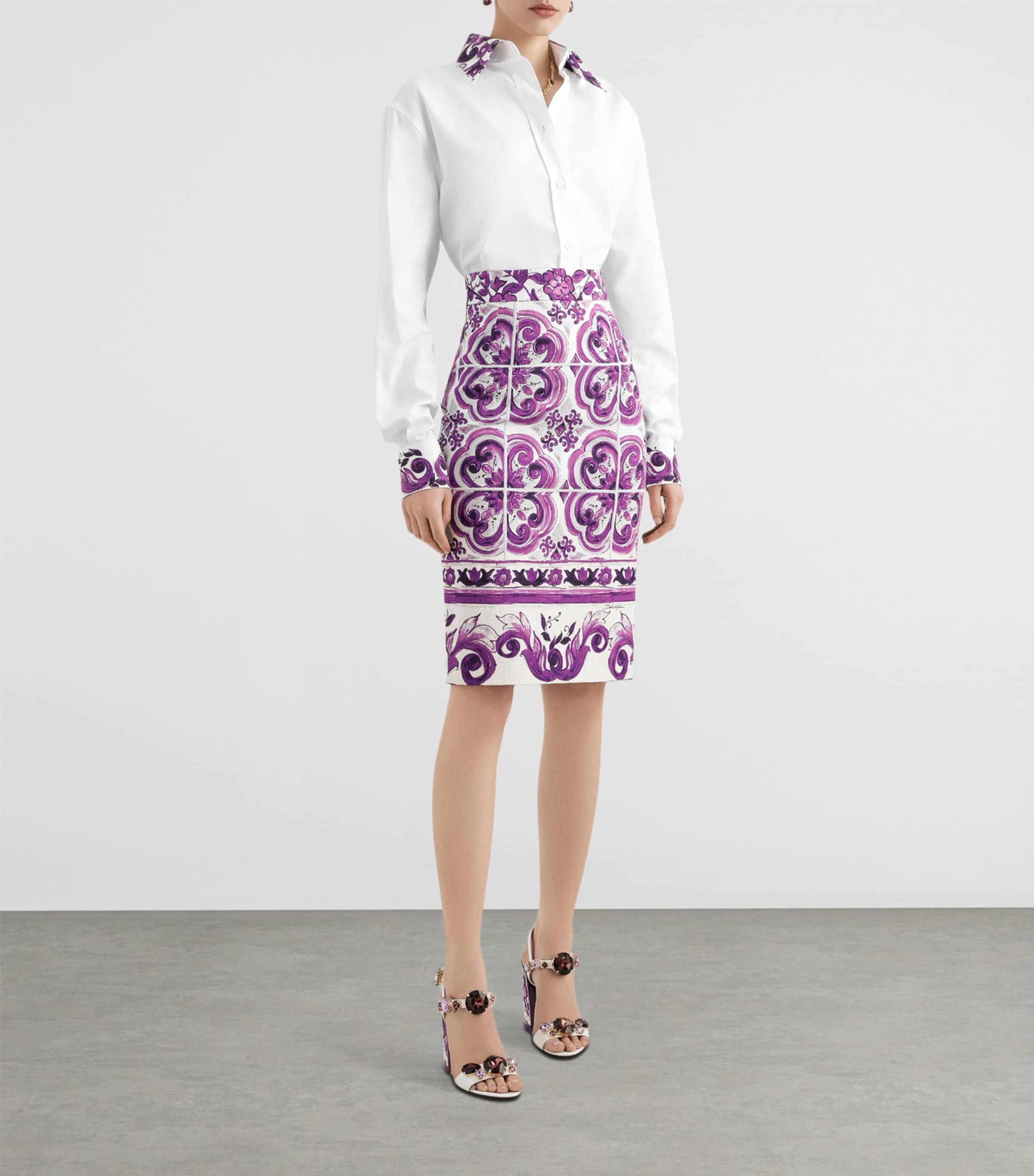 Cotton Majolica Print-Detail Shirt W0800-OPTICAL WHITE Image 2