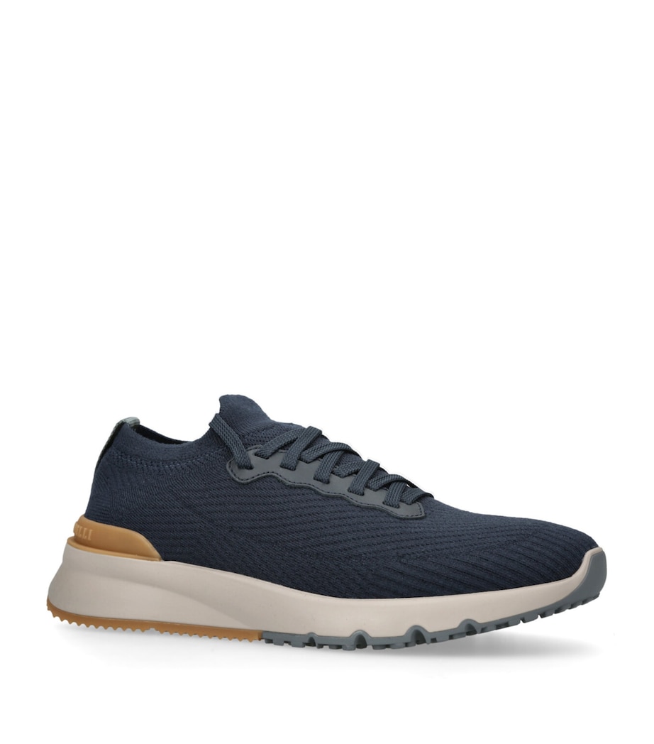 Brunello Cucinelli Knitted Low-Top Sneakers Taupe Comb Image 3