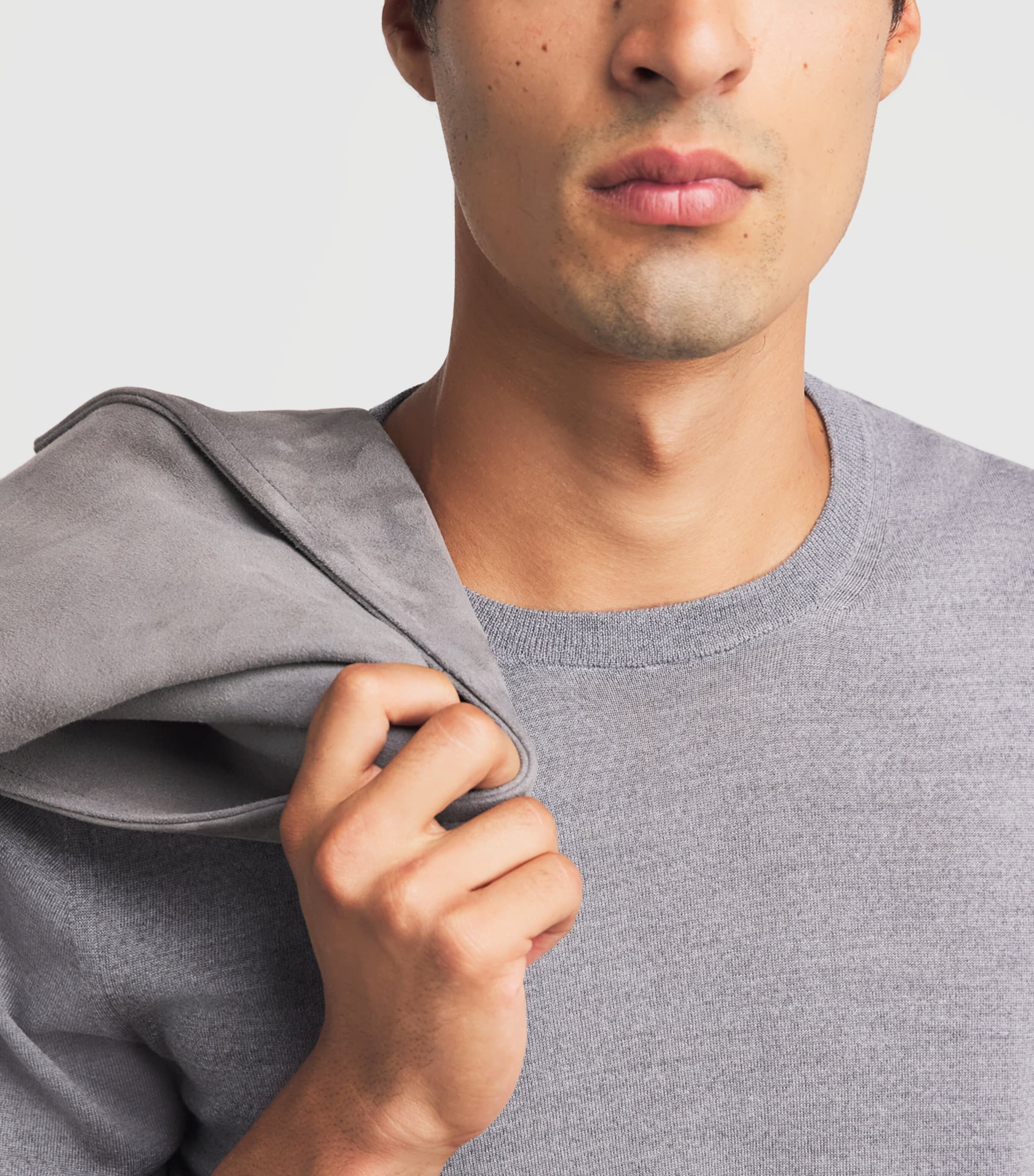 Lardini Mens Virgin Wool Knitted T-Shirt Grey Image 3
