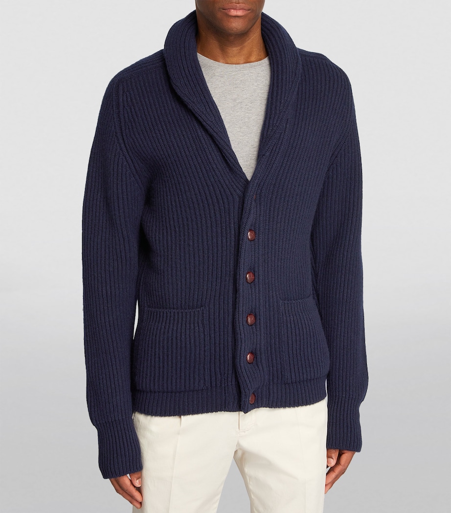 Cashmere Shawl-Collar Cardigan NAVY Image 3