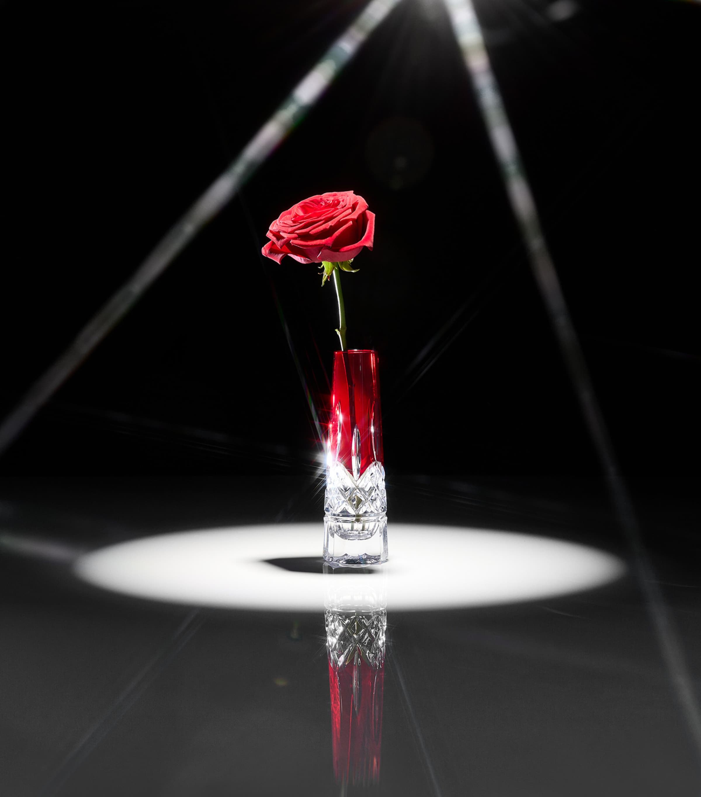 Crystal Lismore Red Bud Vase (18cm) RED Image 2