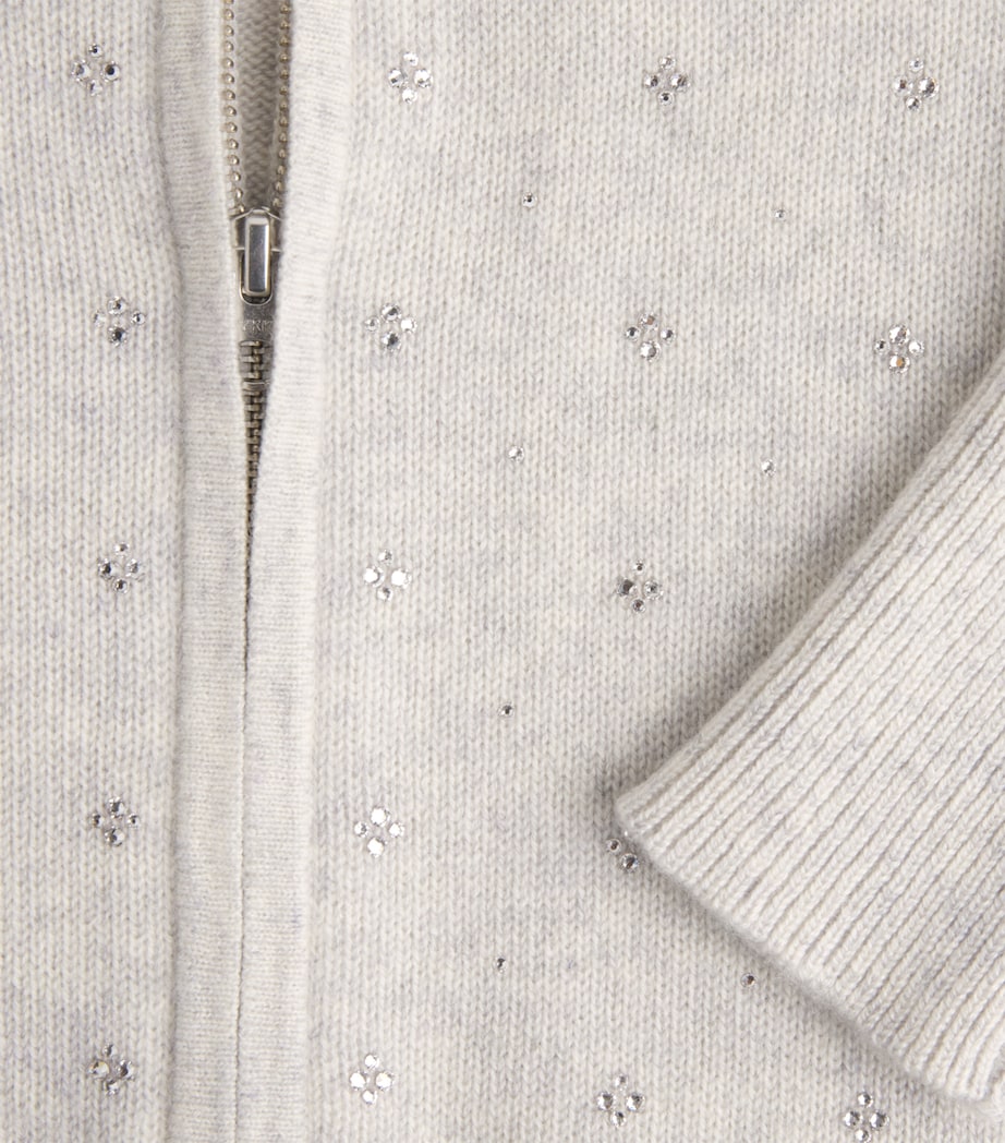 William Sharp Womens Cashmere Crystal-Embellished Bomber Jacket Silverhaze Crystal Image 6