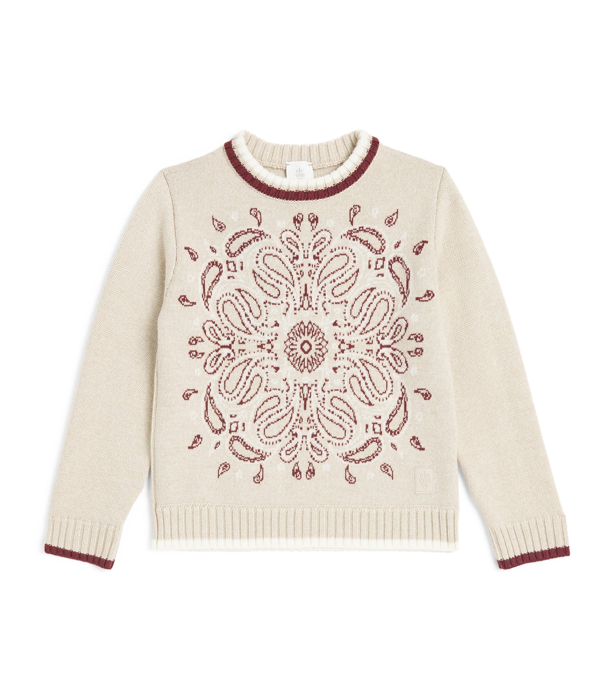 Eleventy Virgin Wool Mandala Sweater In White